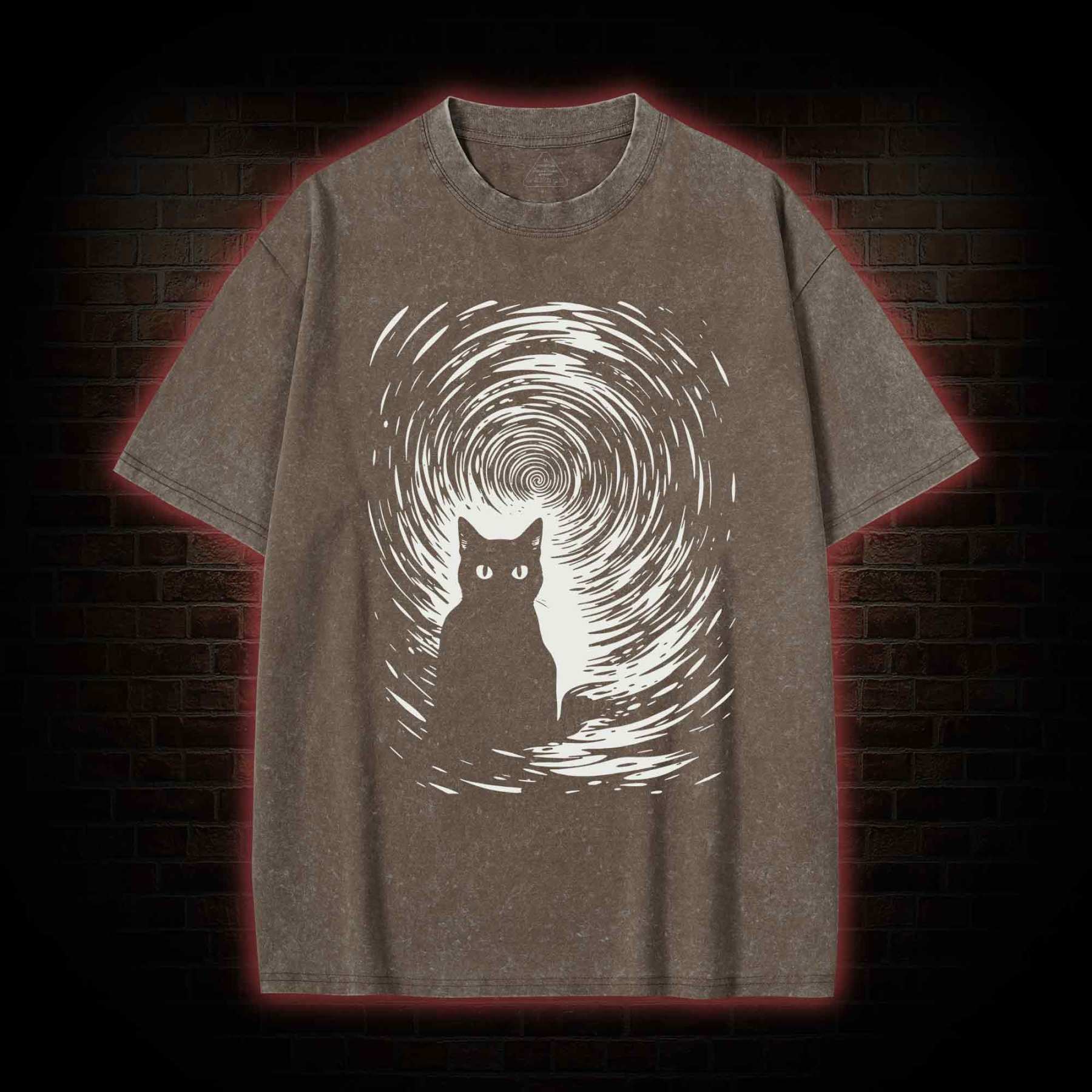 Retro Black Cat Washed T-shirt