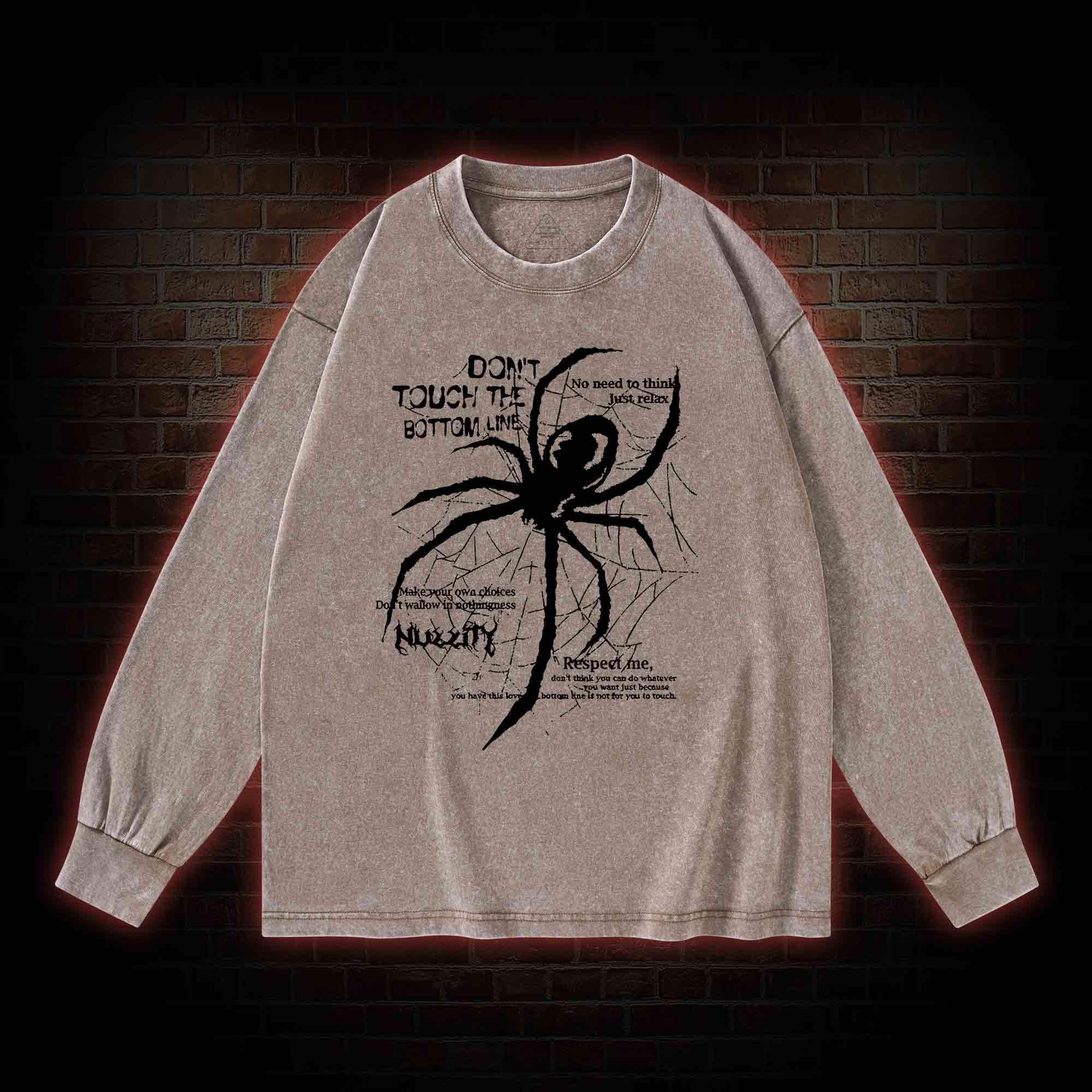 Don't Touch The Bottom Line Washed Long-Sleeve T-shirt