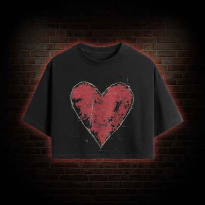 Distressed Heart Crop Top