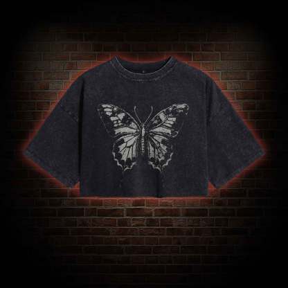 Butterfly Washed Cropped T-shirts
