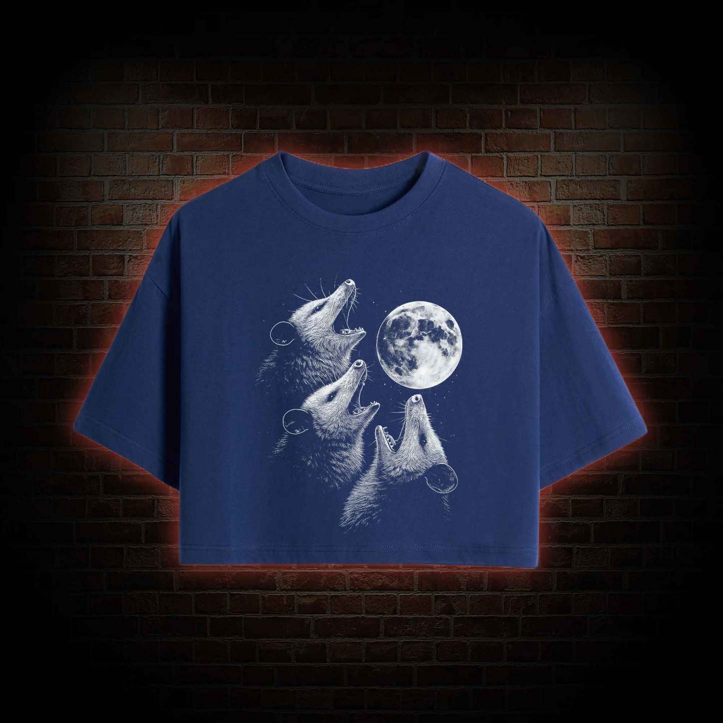 Possums Howling to Moon Crop Top
