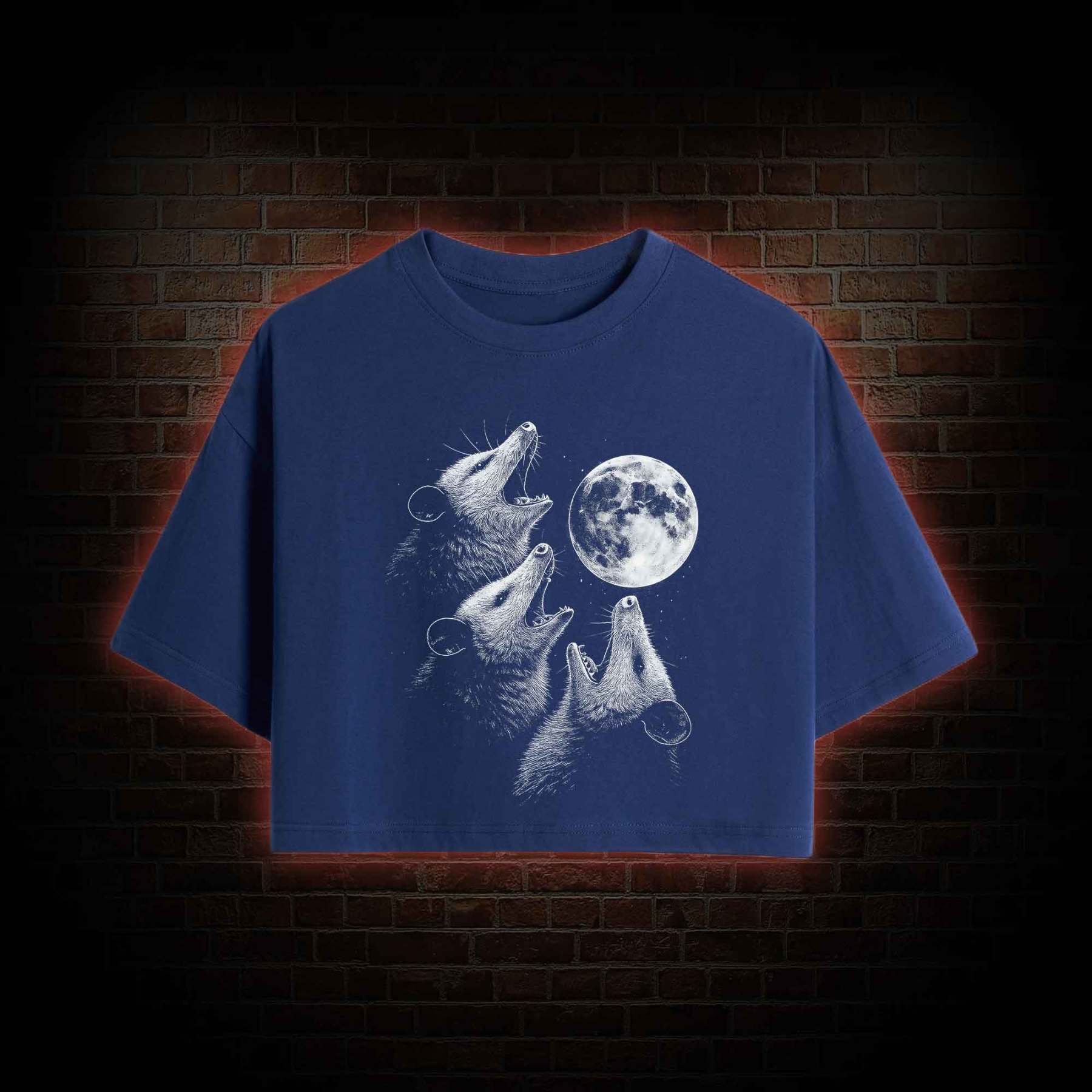 Possums Howling to Moon Crop Top