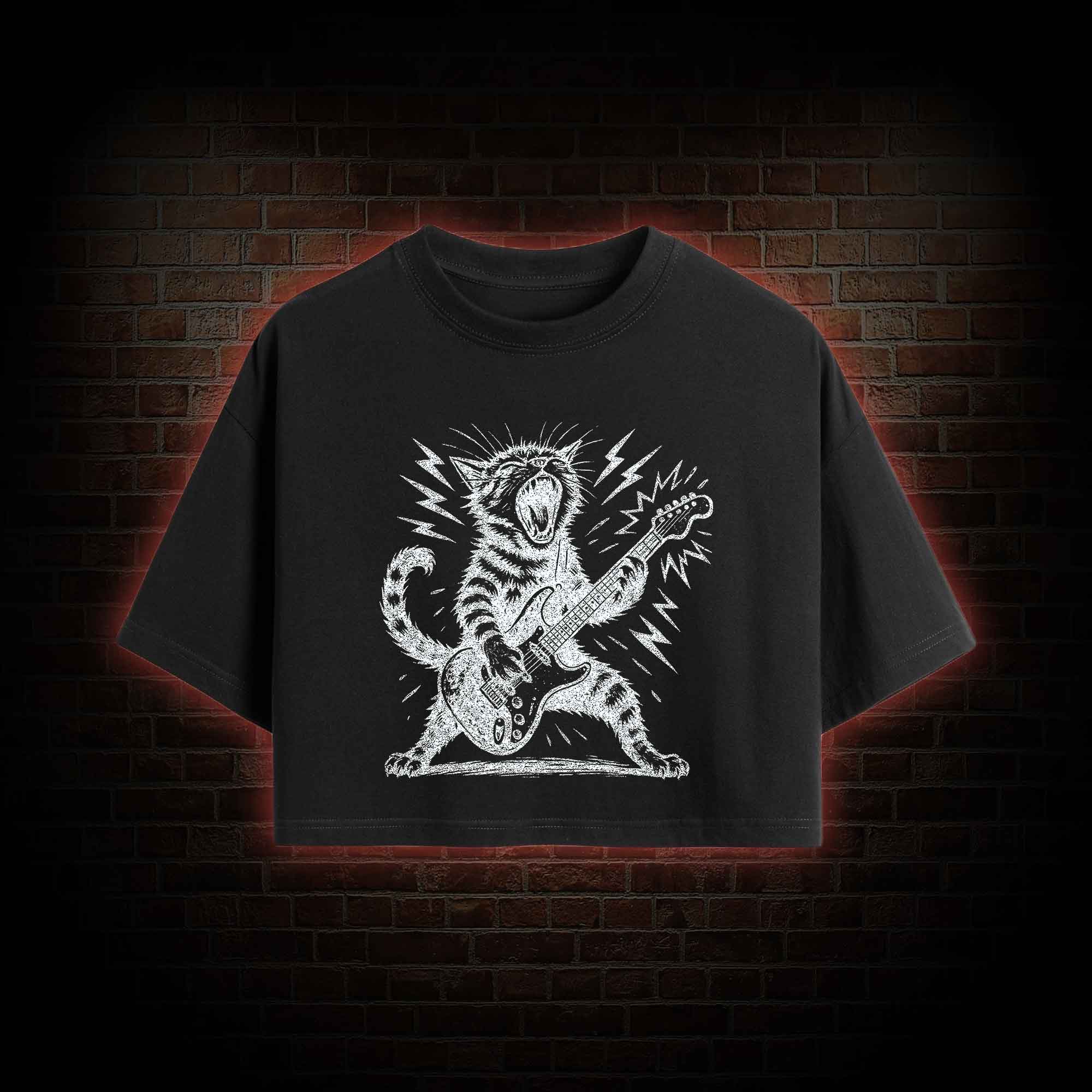 Rock and Roll Cat Crop Top