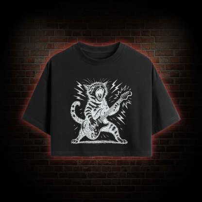 Rock and Roll Cat Crop Top