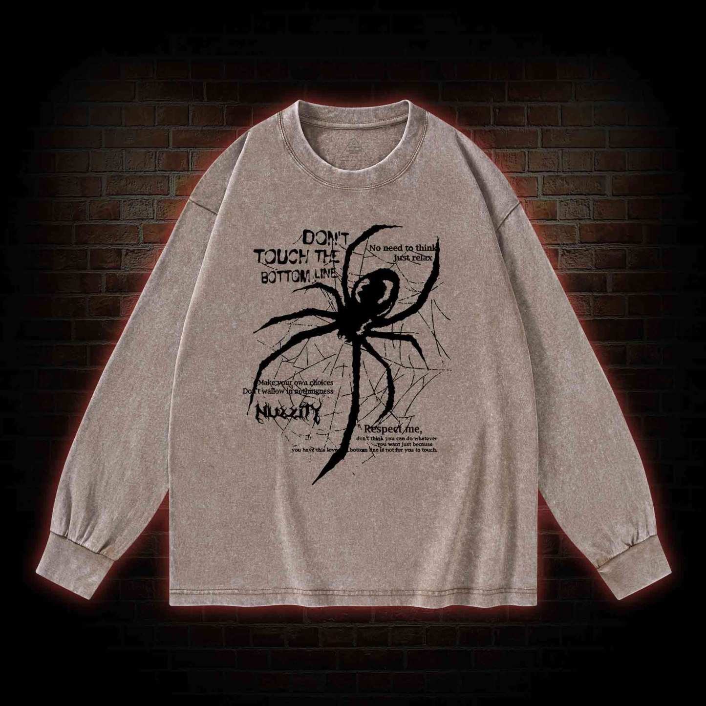 Don't Touch The Bottom Line Washed Long-Sleeve T-shirt