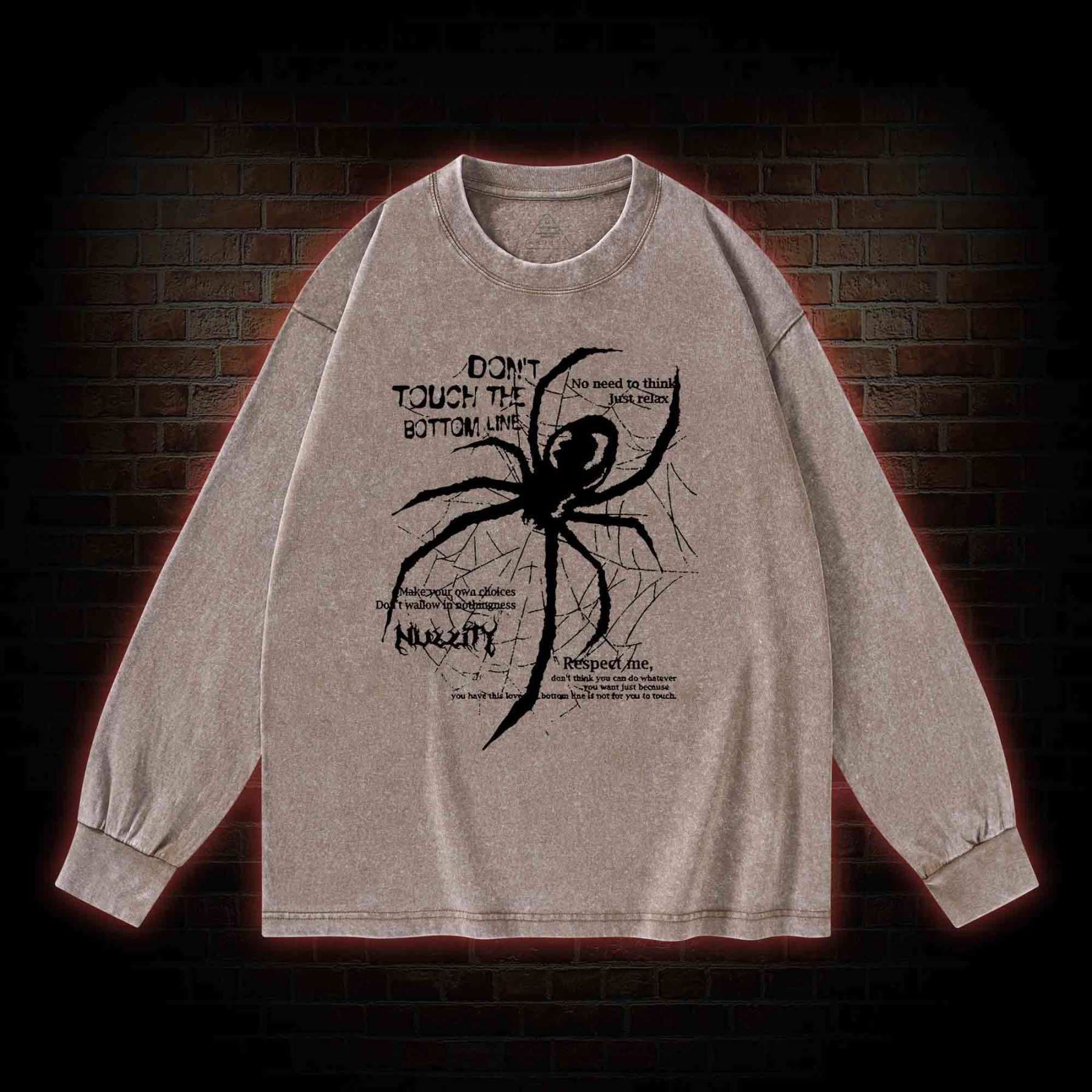 Don't Touch The Bottom Line Washed Long-Sleeve T-shirt