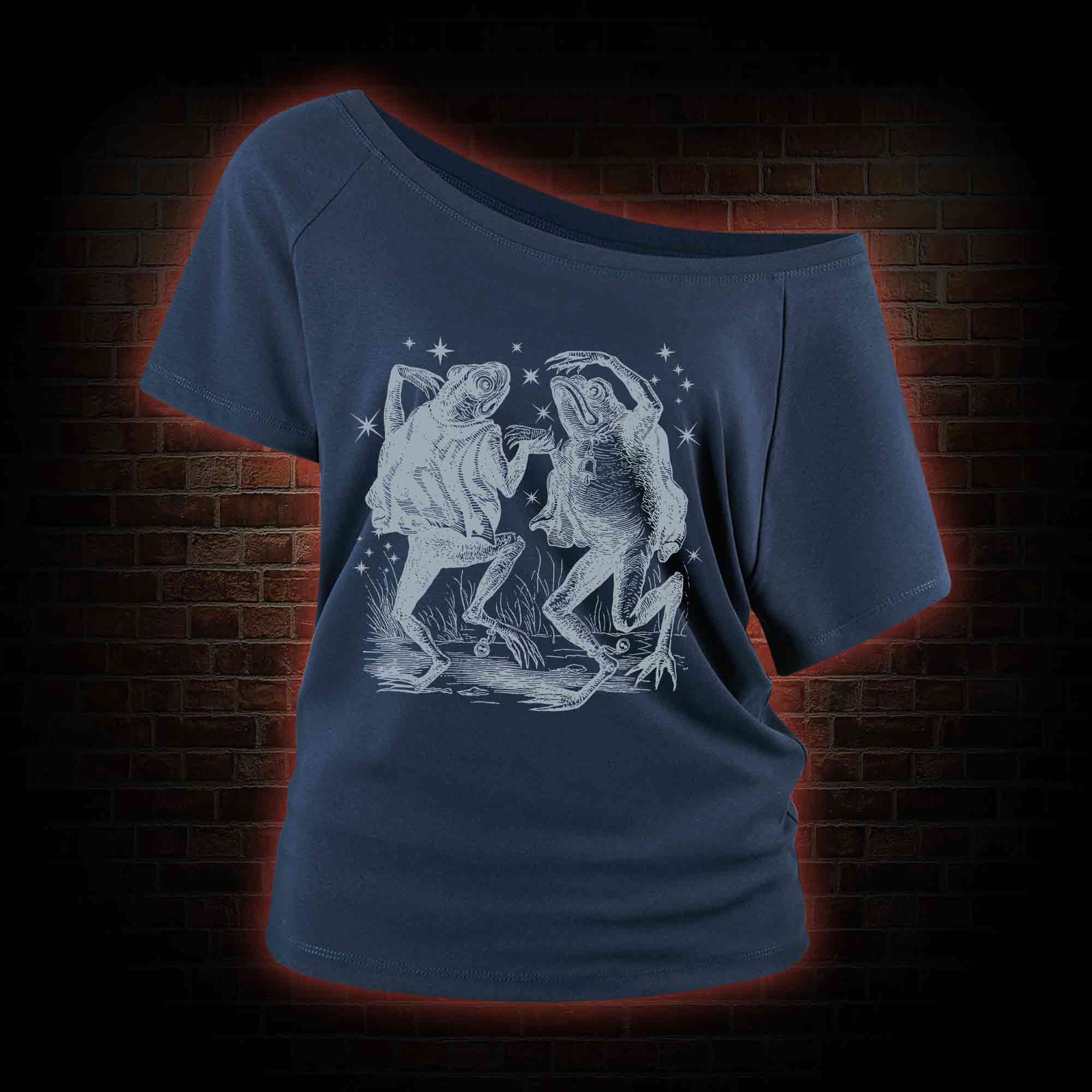 Dancing Frogs One-Shoulder T-Shirt