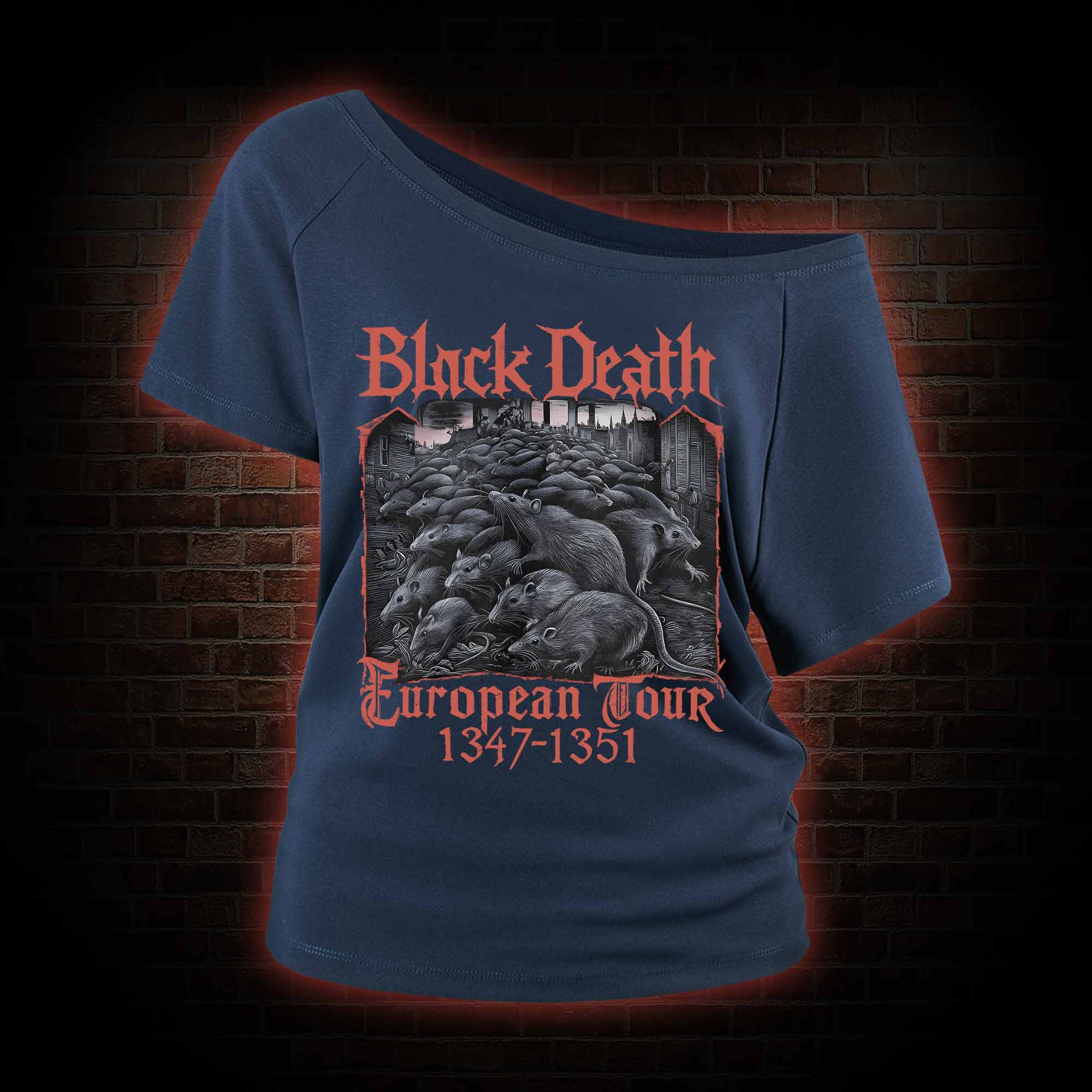 Vintage Black Death European Tour Off Shoulder T-shirts