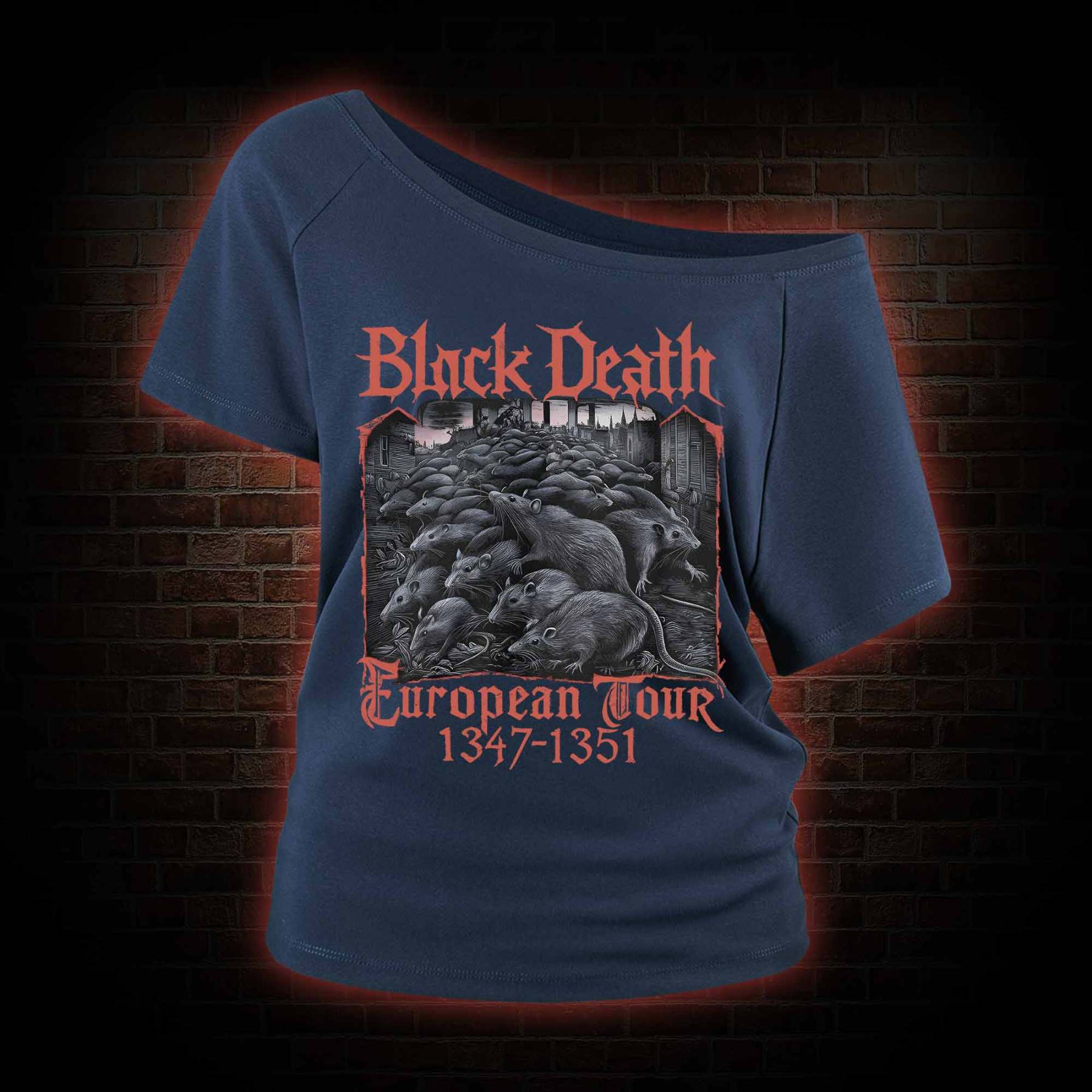 Vintage Black Death European Tour Off Shoulder T-shirts