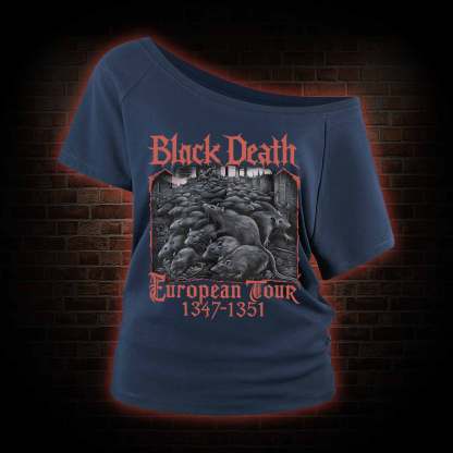 Vintage Black Death European Tour Off Shoulder T-shirts