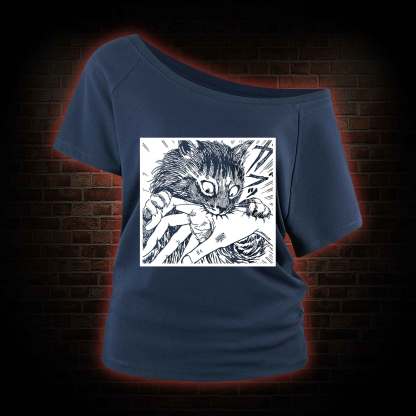 Tomie Cat Diary Anime Horror Off Shoulder T-shirts