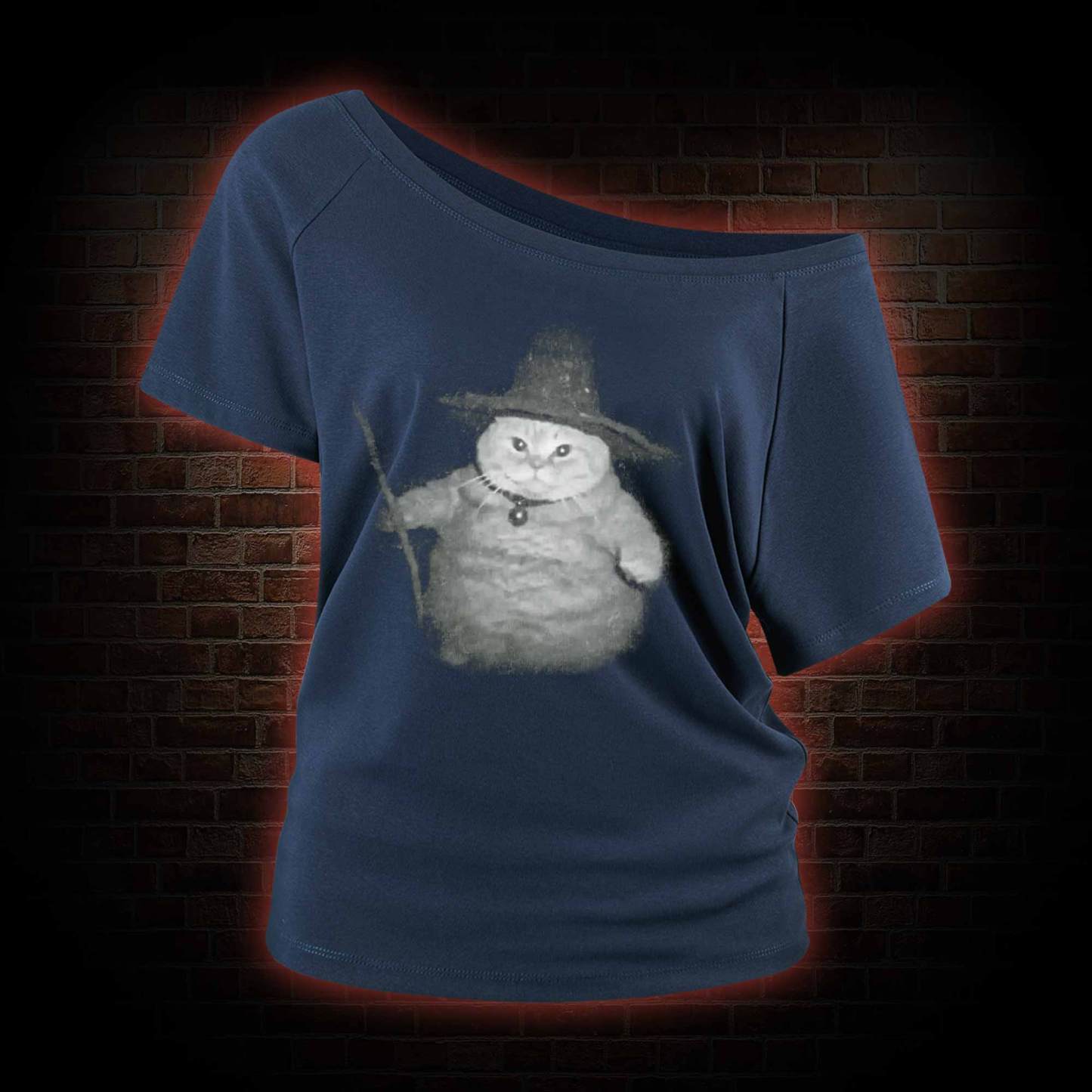 Wizard Cat Off Shoulder T-shirts