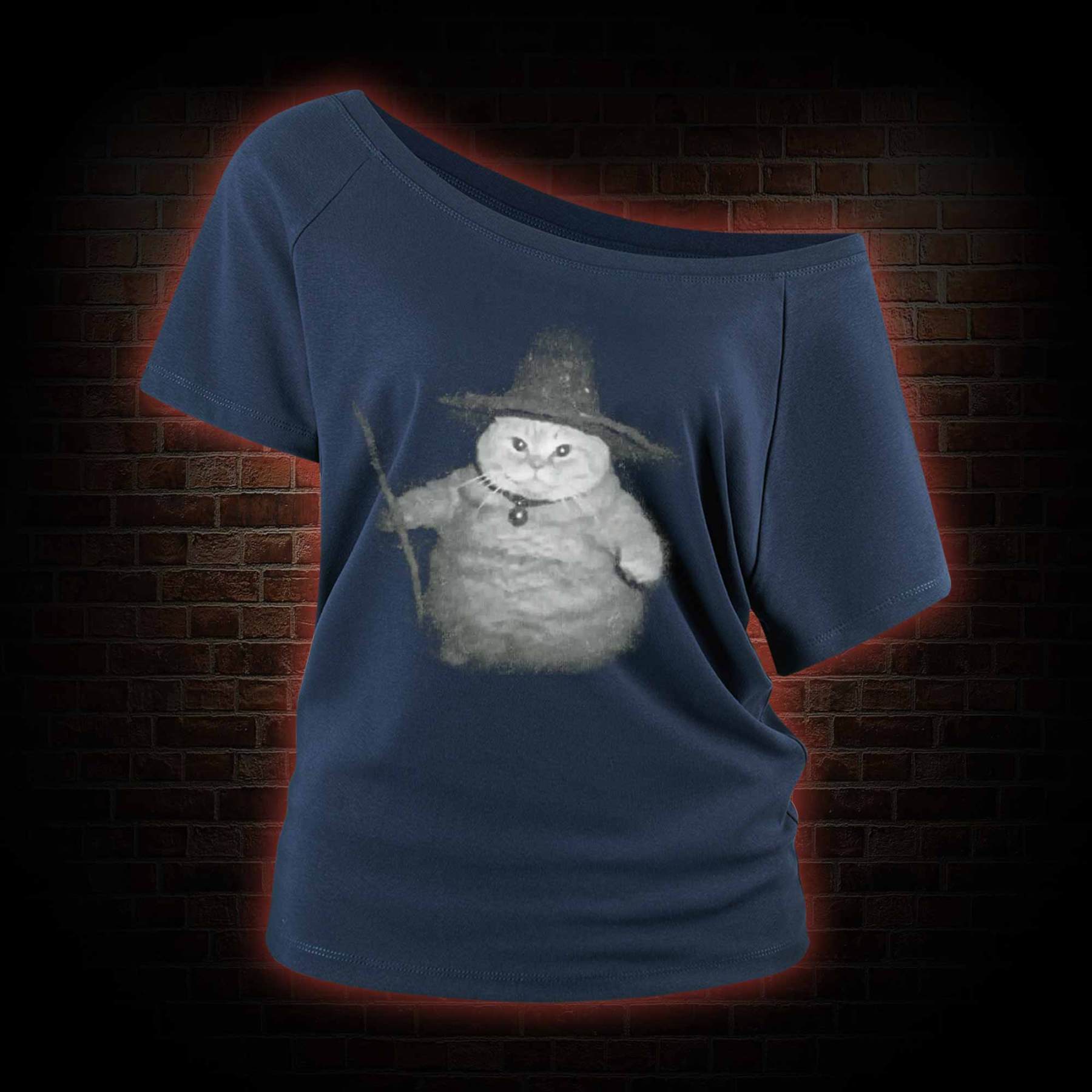 Wizard Cat Off Shoulder T-shirts