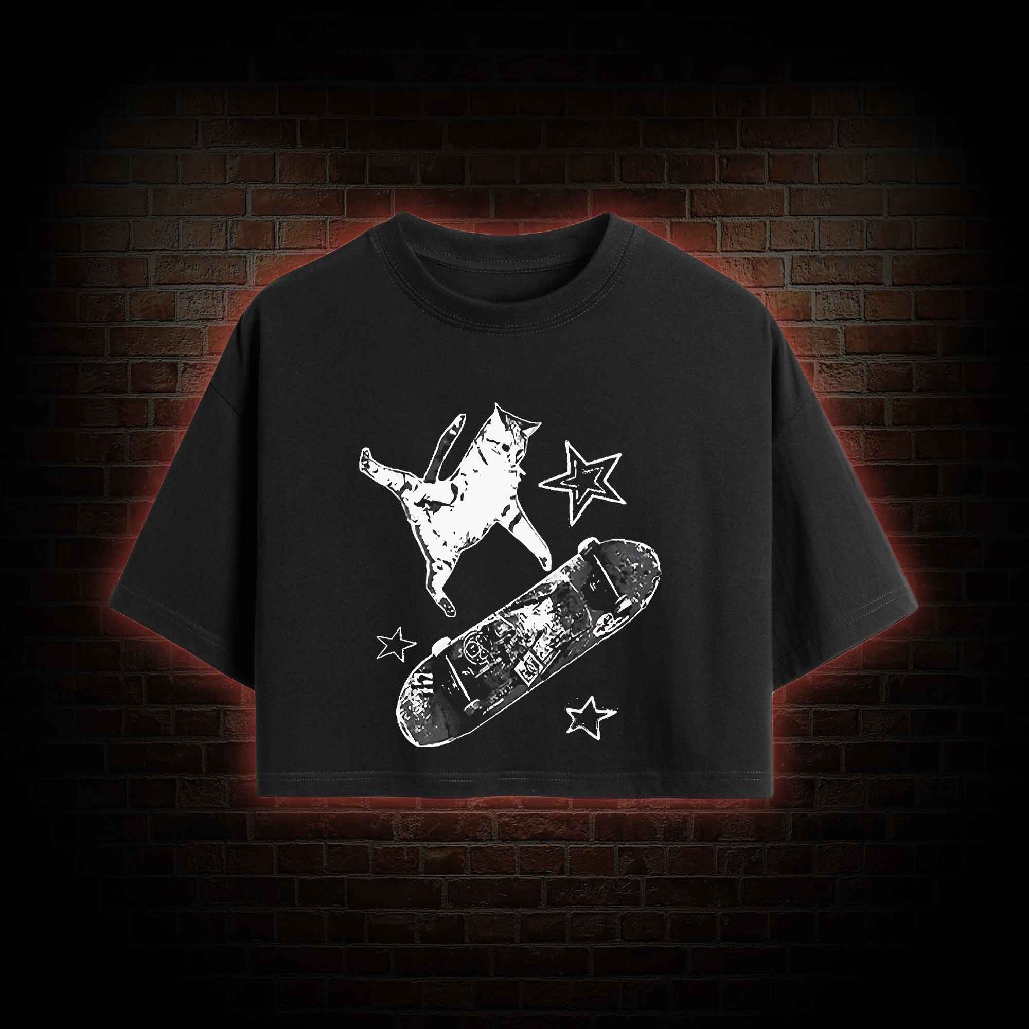 Skateboard Cat Crop Top