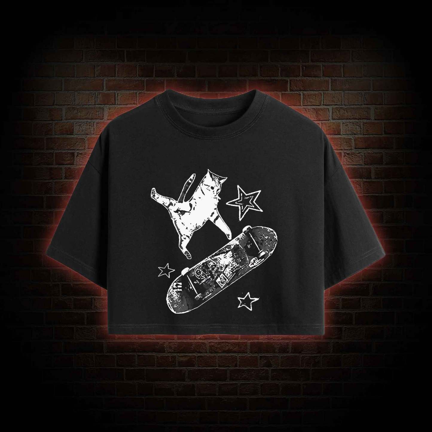 Skateboard Cat Crop Top