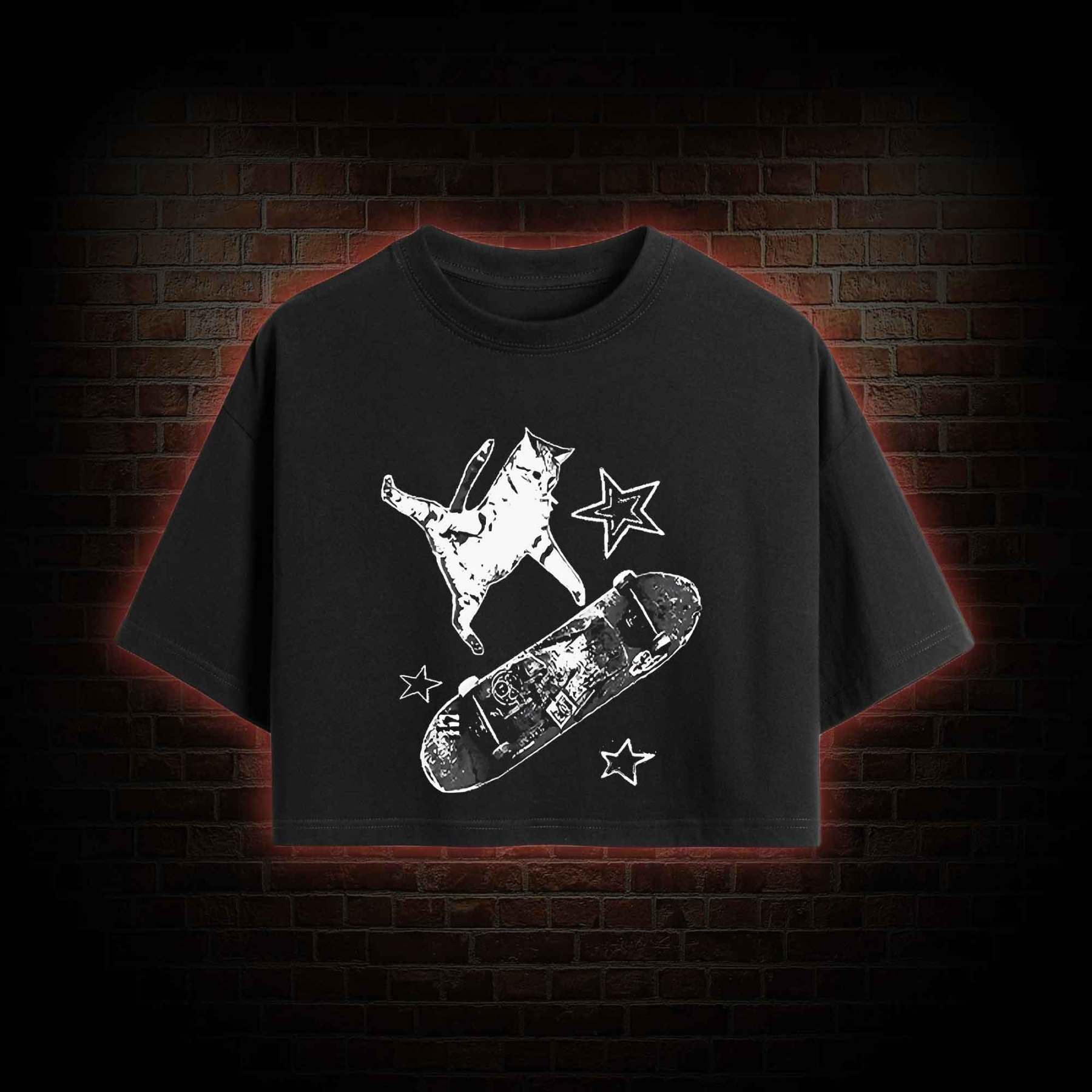Skateboard Cat Crop Top