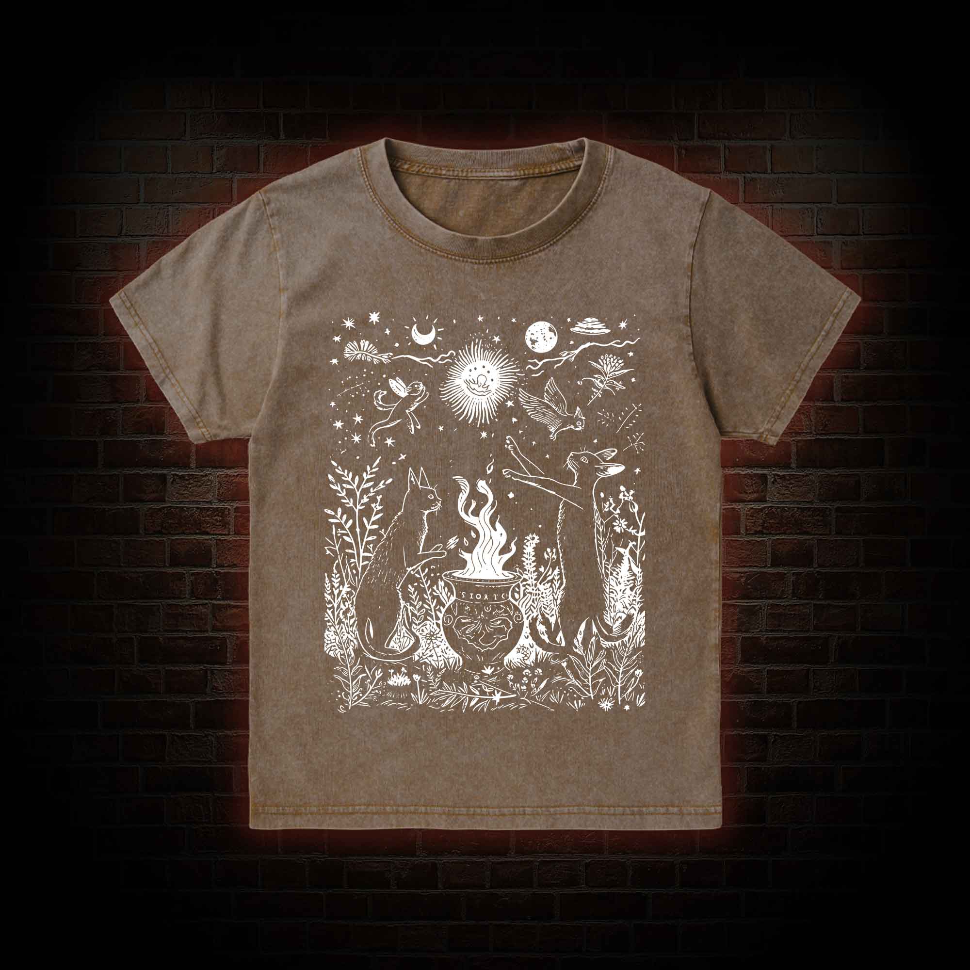 Celestial Cat Kid Washed T-Shirt