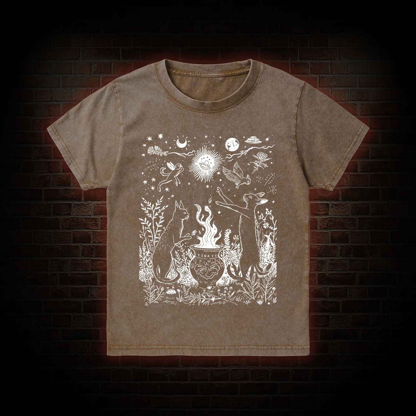 Celestial Cat Kid Washed T-Shirt