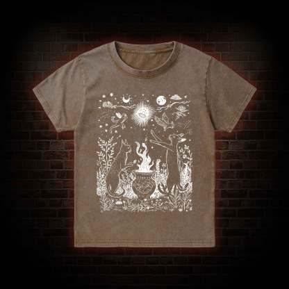 Celestial Cat Kid Washed T-Shirt