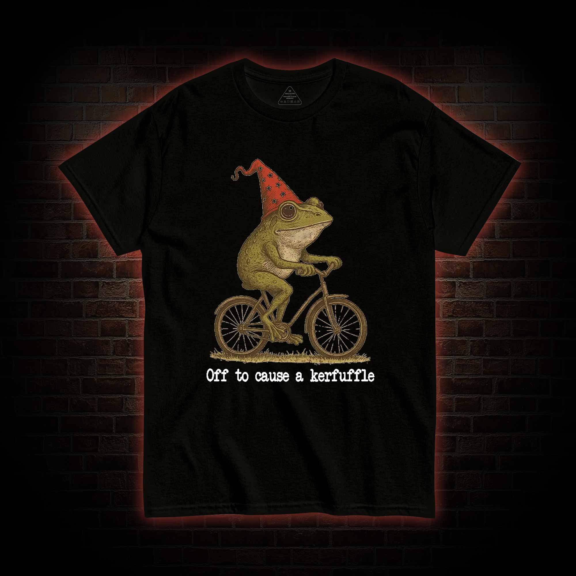 Off to Cause a Kerfuffle Frog T-shirt