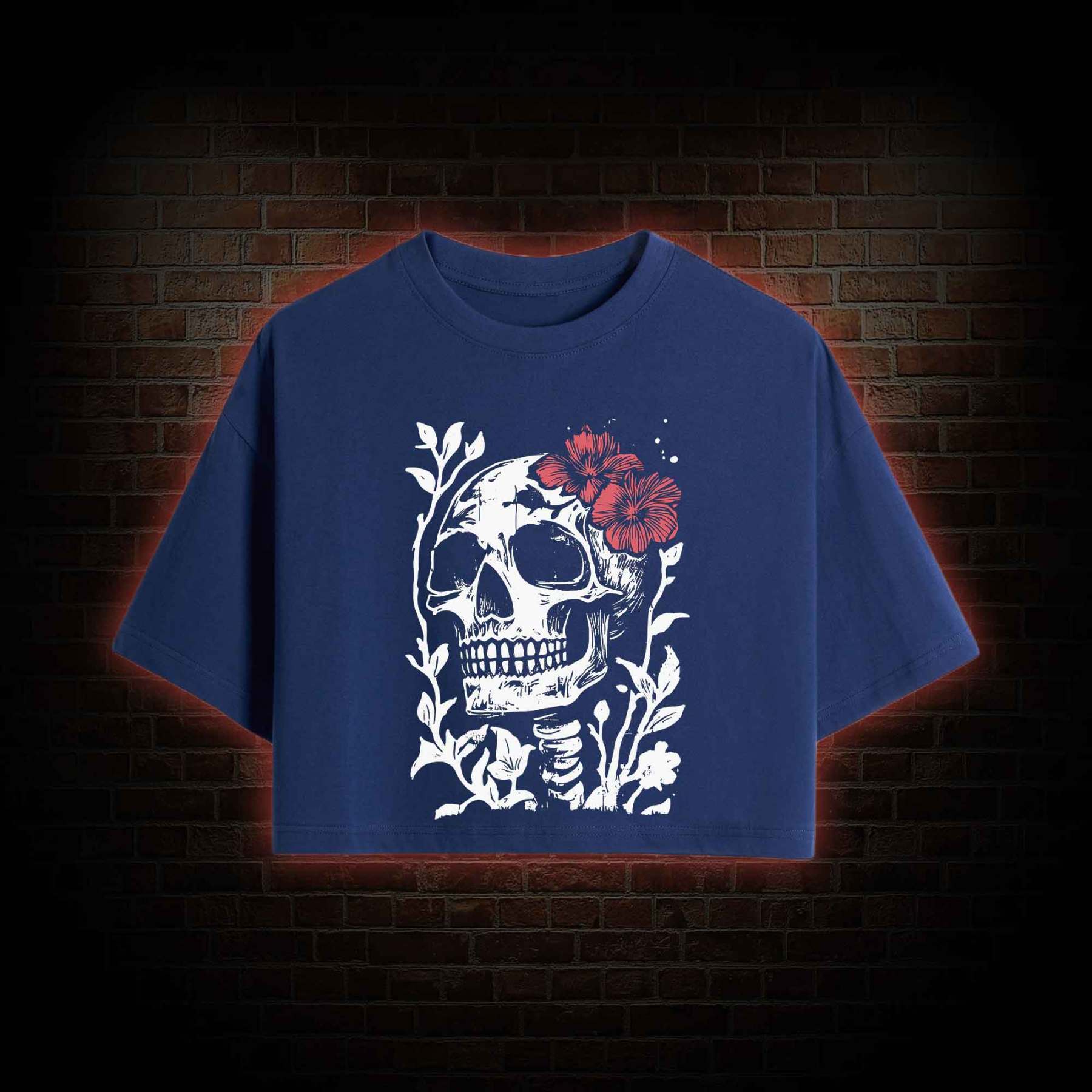 Flower Skull Crop Top