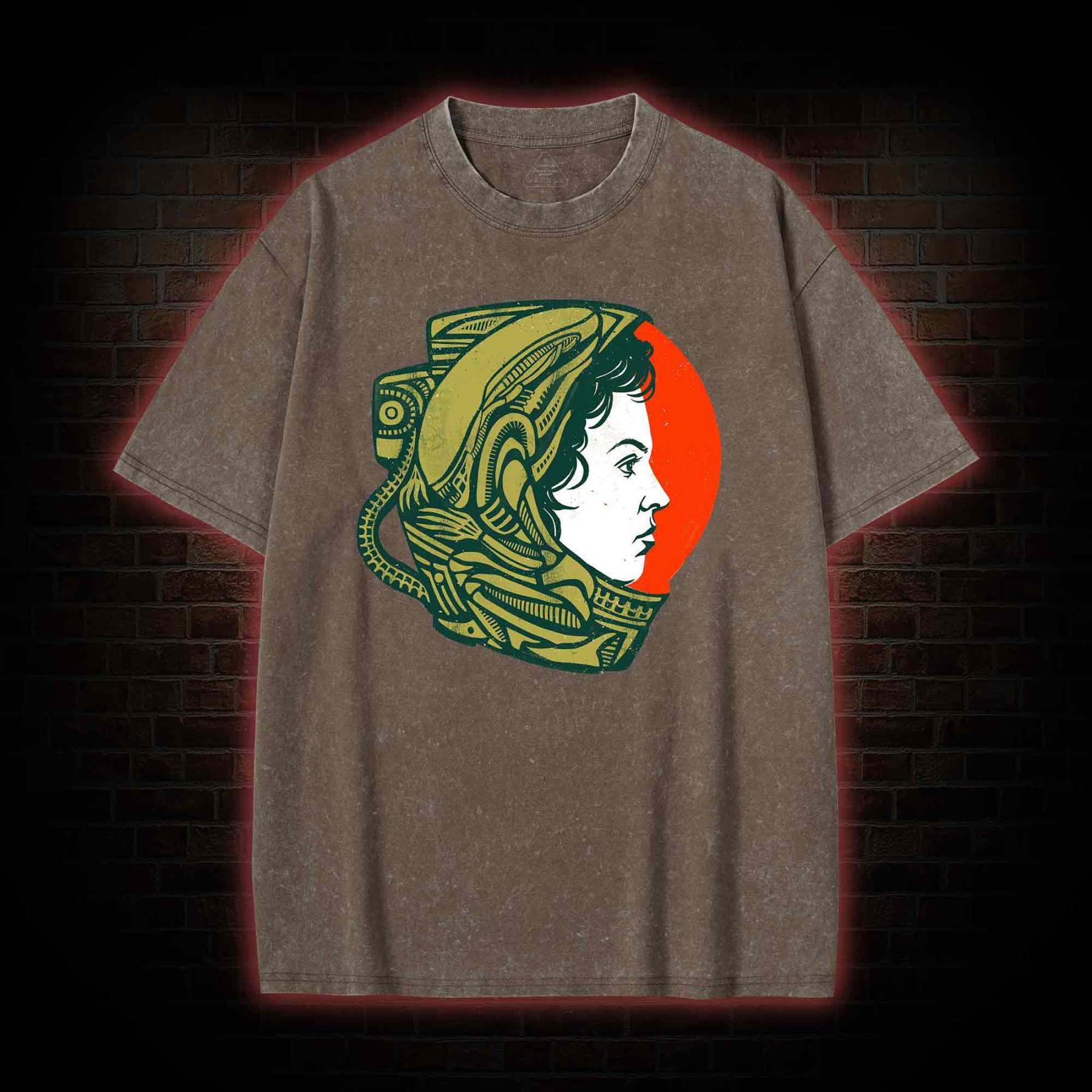 Retro Style Alien Washed T-shirt