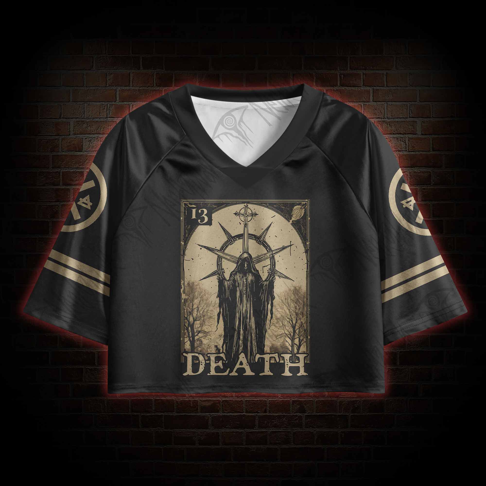 Death in Cloak Tarot Card Sports Crop Jersey