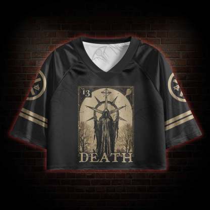Death in Cloak Tarot Card Sports Crop Jersey