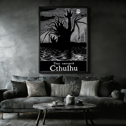 Thus Emergeth Cthulhu Framed Canvas Print