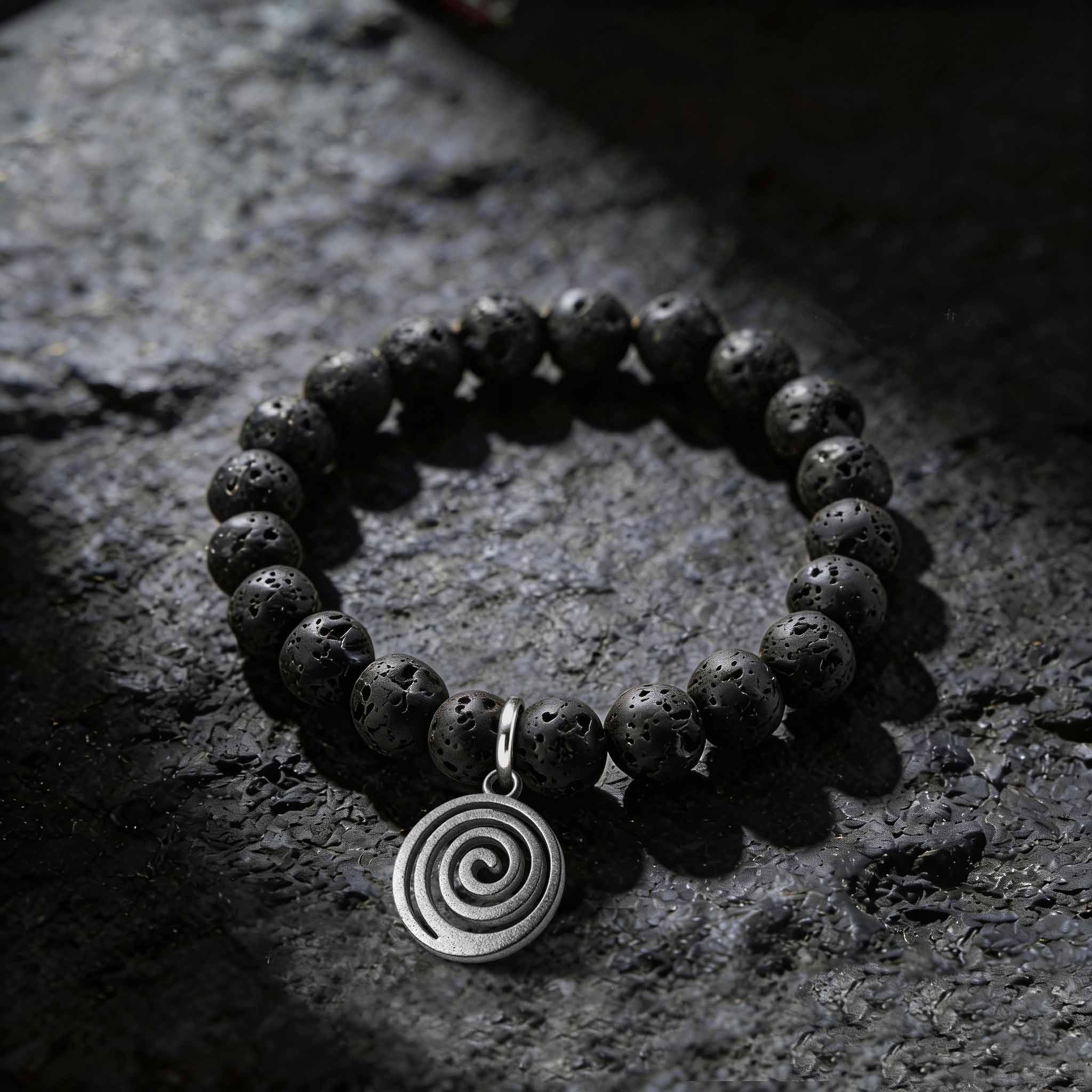 Spiral Lava Stone Beaded Bracelet