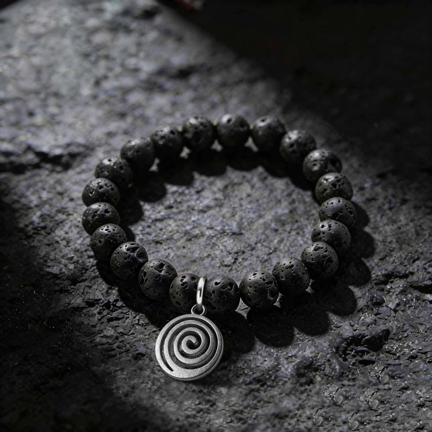 Spiral Lava Stone Beaded Bracelet