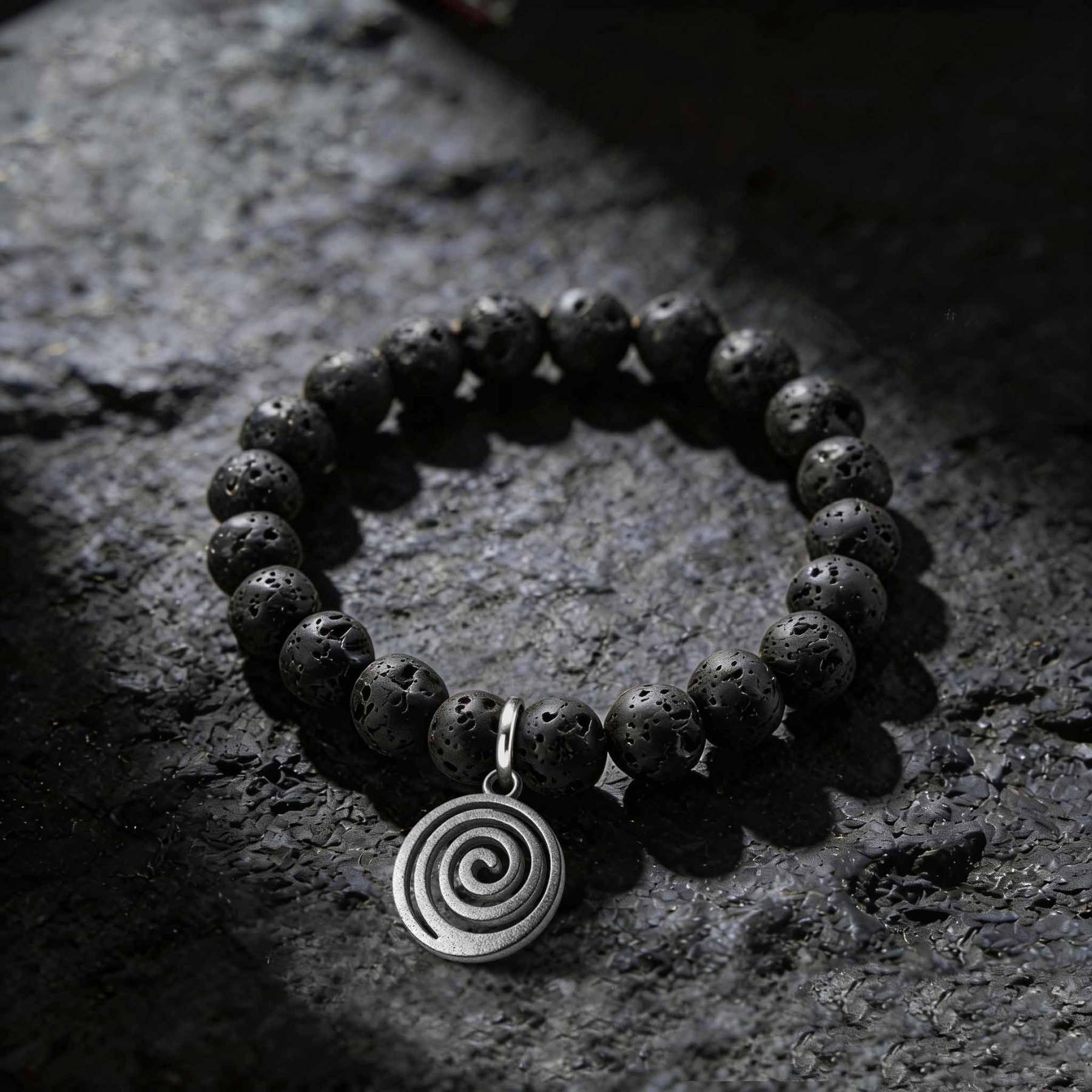 Spiral Lava Stone Beaded Bracelet