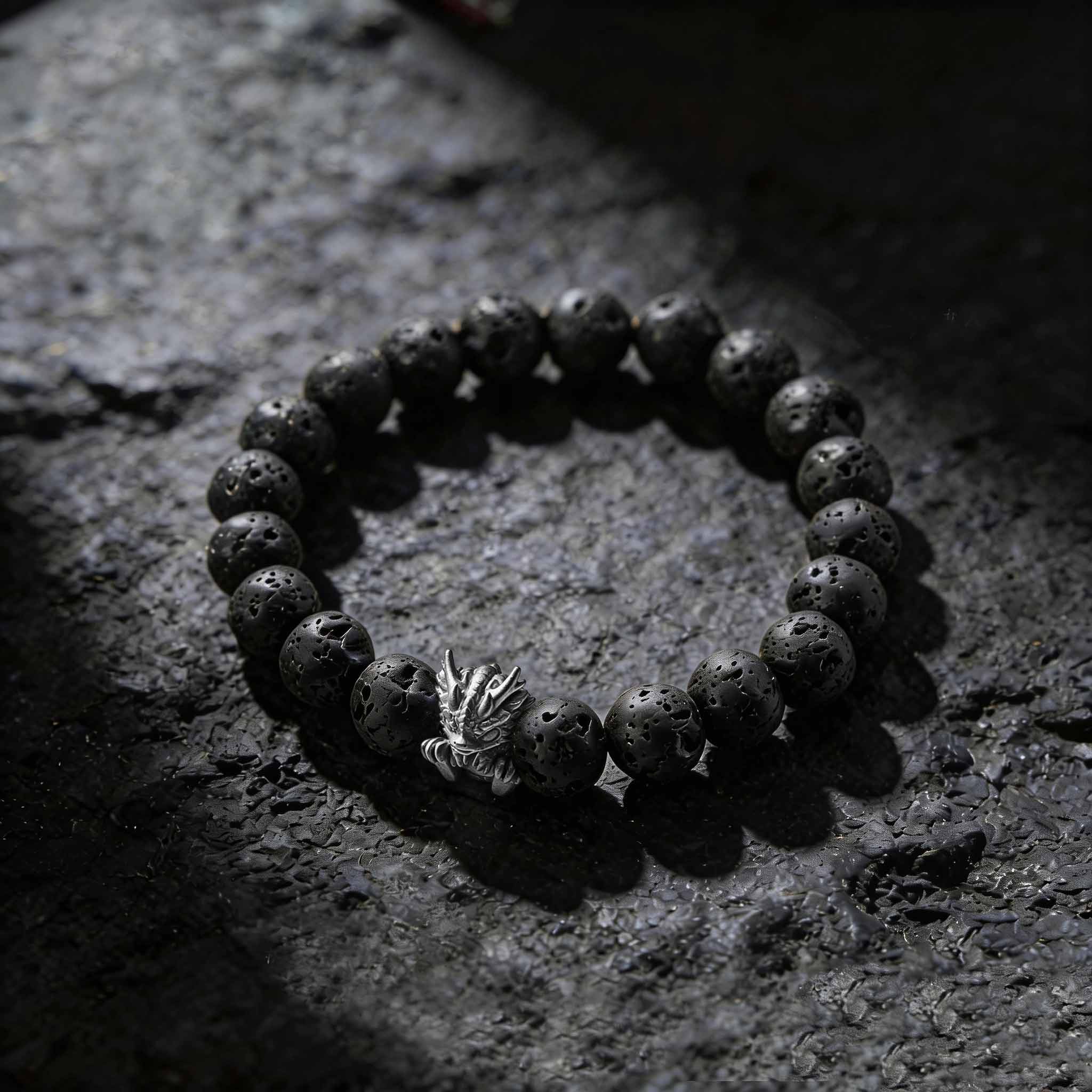 Baby Dragon Lava Stone Beaded Bracelet