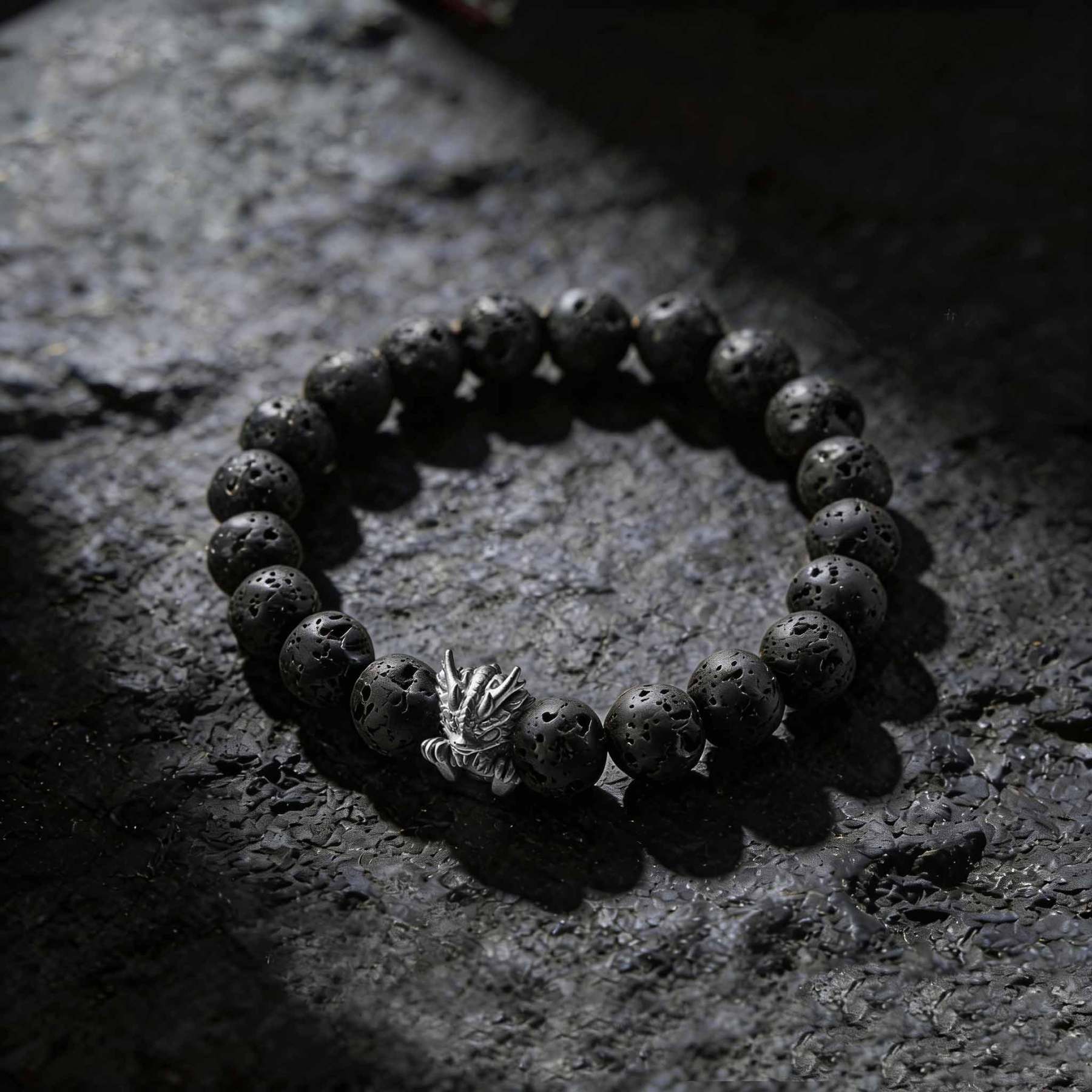 Baby Dragon Lava Stone Beaded Bracelet
