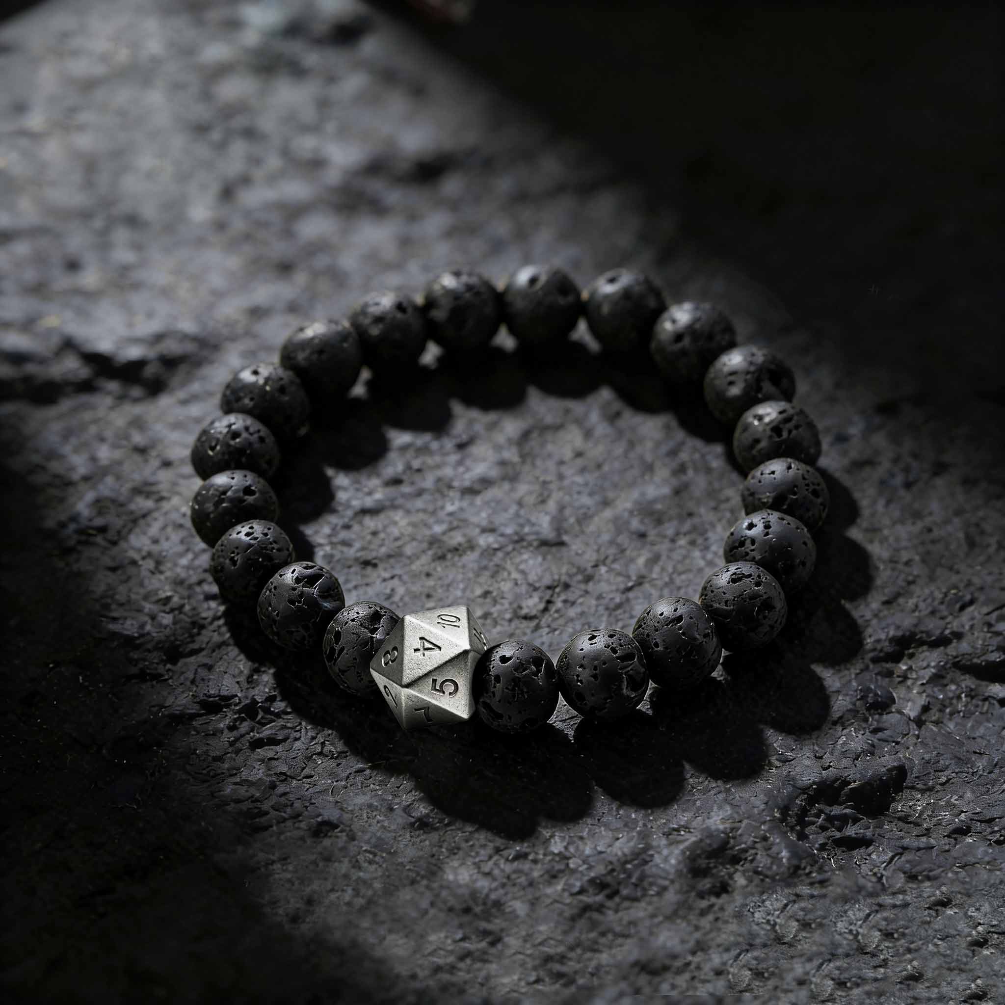 Dice Lava Stone Beaded Bracelet