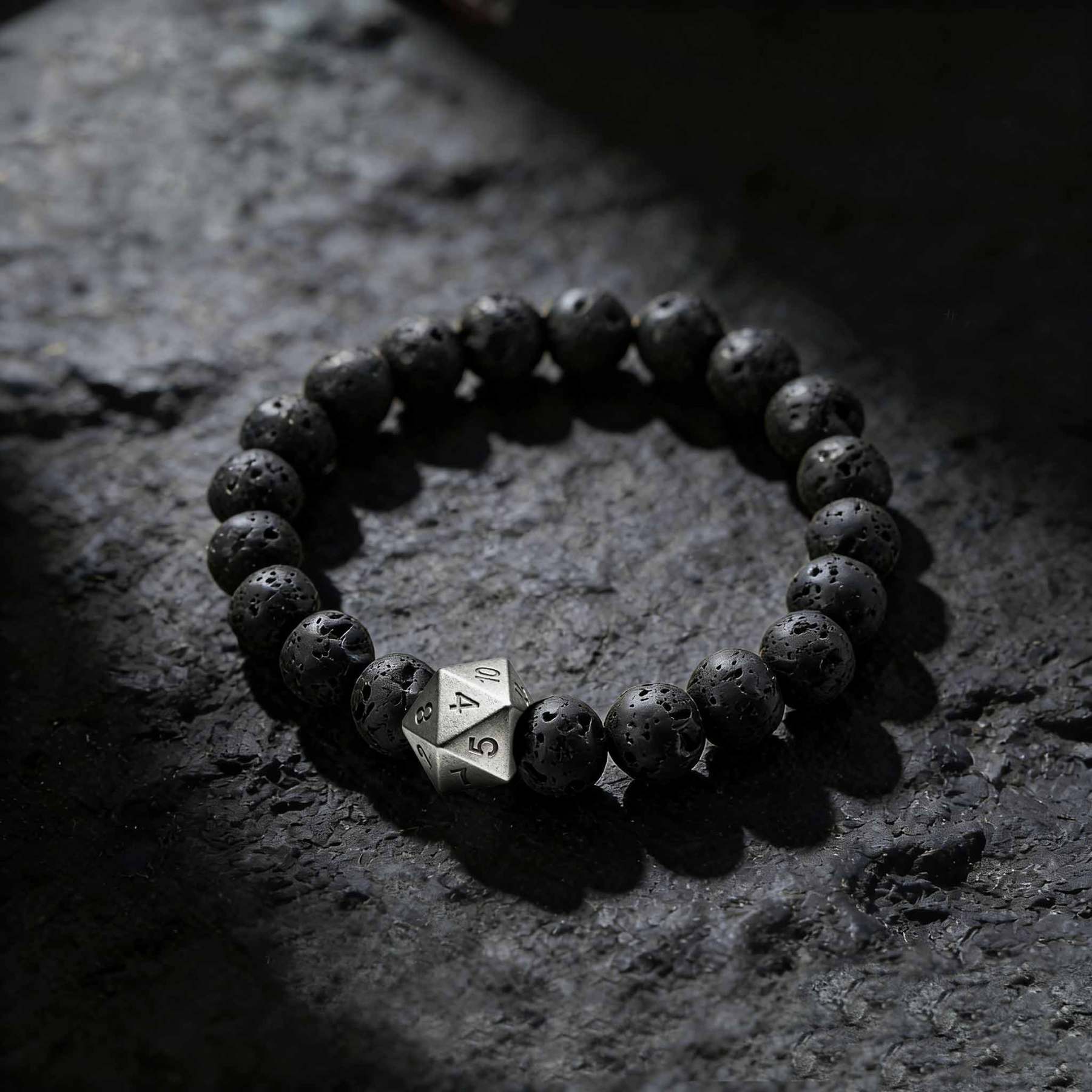 Dice Lava Stone Beaded Bracelet