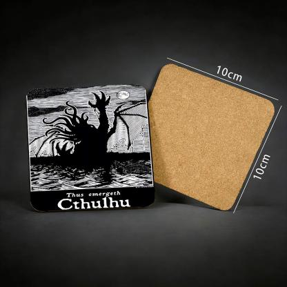 Thus Emergeth Cthulhu Cork Coasters