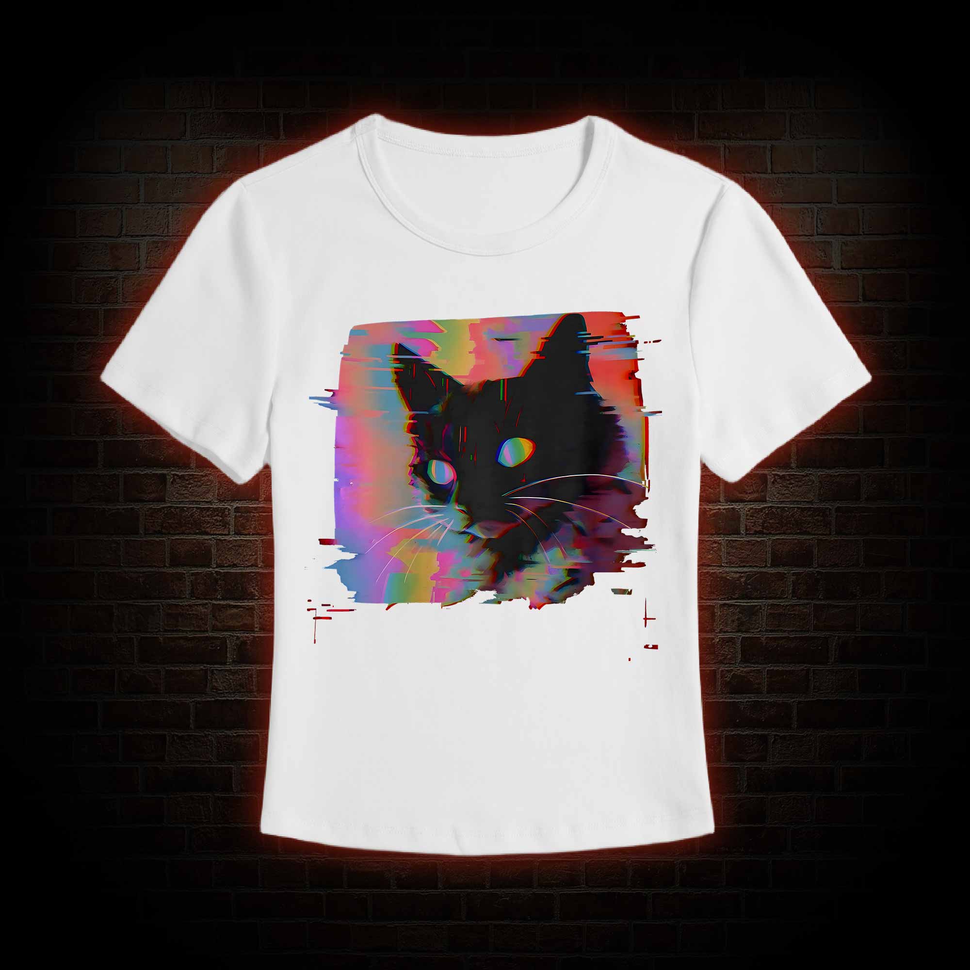 Psychedelic Weirdcore Cat Slim Fit T-Shirt