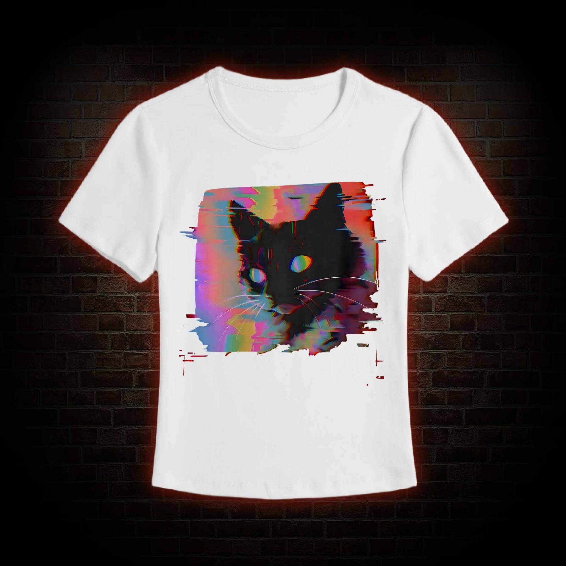 Psychedelic Weirdcore Cat Slim Fit T-Shirt