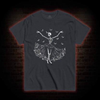 Floral Ballerina with Bats Skeleton T-shirt