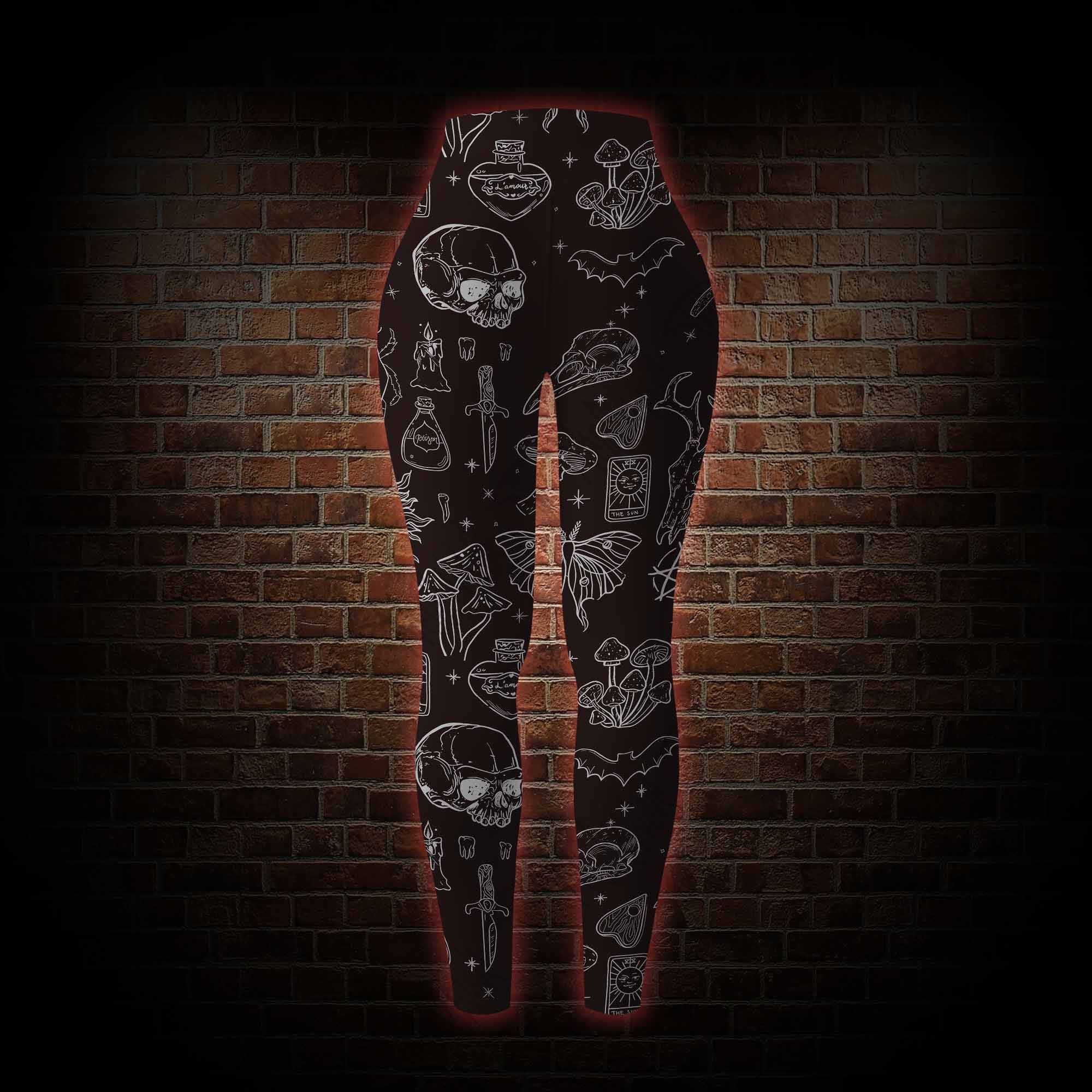 Mystical Symbols and Skulls Women's Tight-Fitting Pants