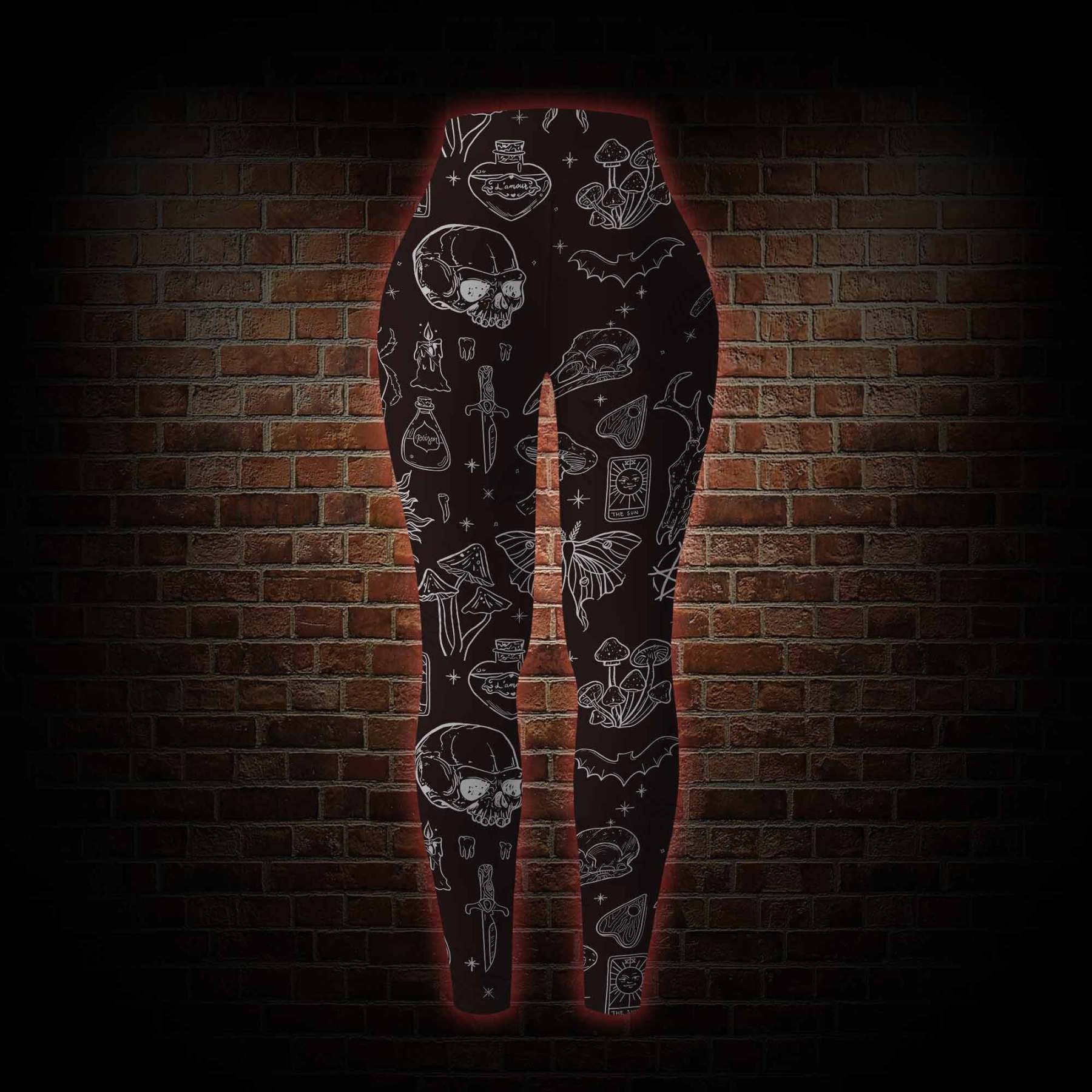 Mystical Symbols and Skulls Women's Tight-Fitting Pants