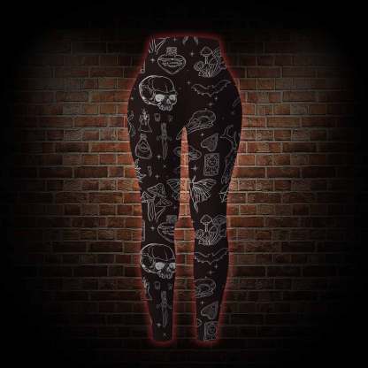 Mystical Symbols and Skulls Women's Tight-Fitting Pants