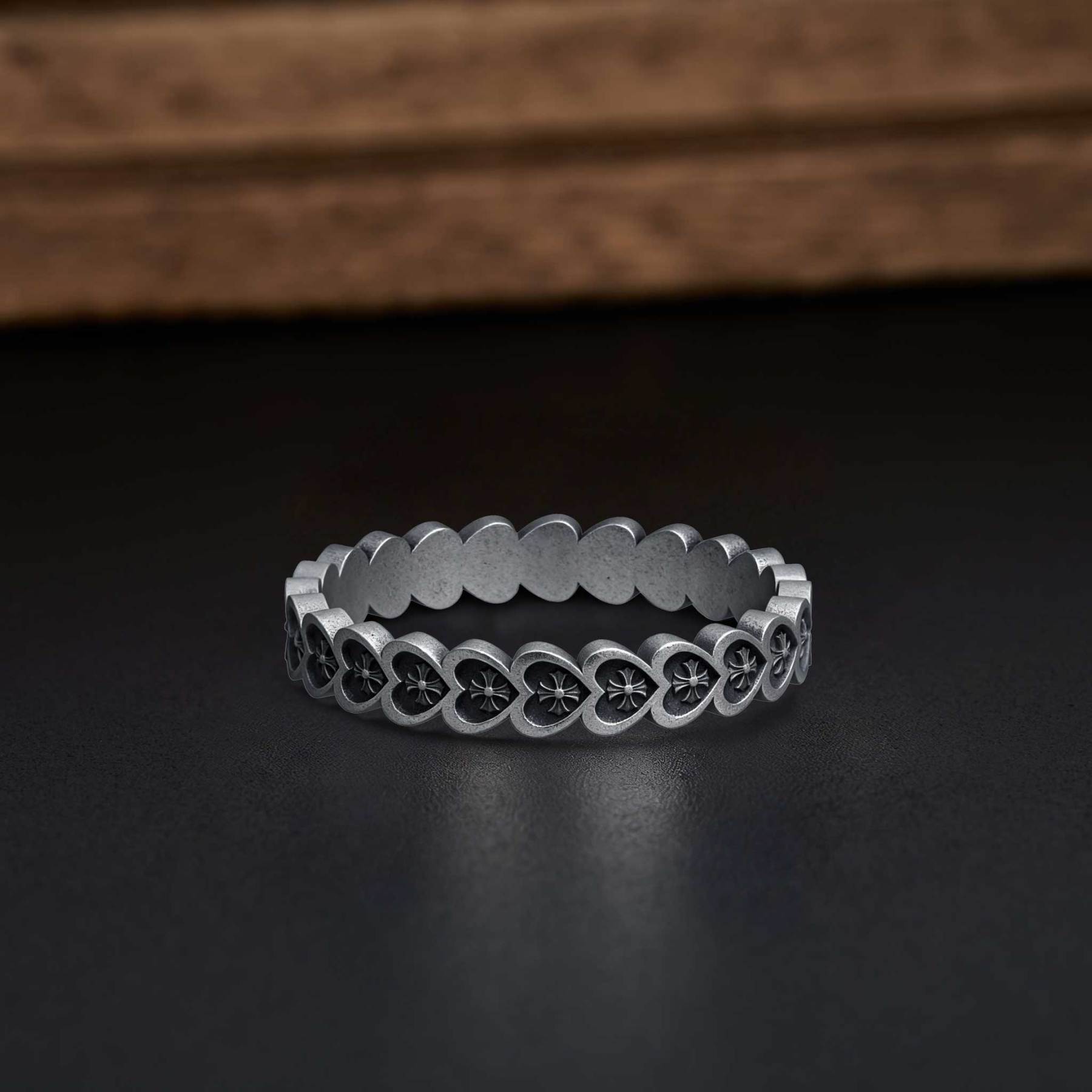 Heart Cross Silver Ring