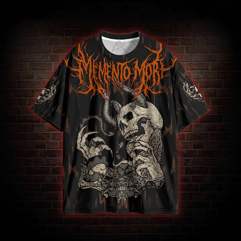 Retro Memento Mori Graphic T-shirt