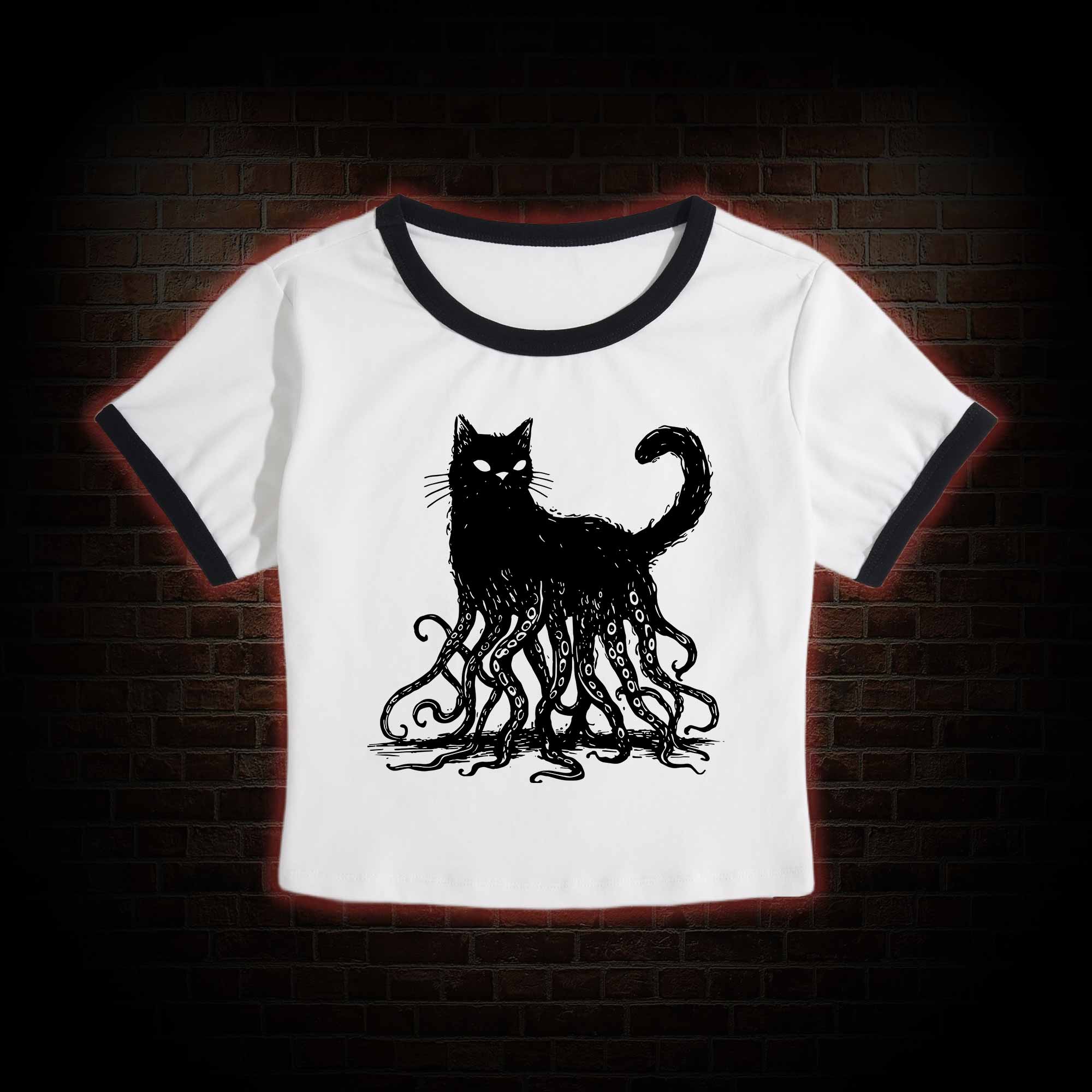 Octopus And Black Cat Baby Tee