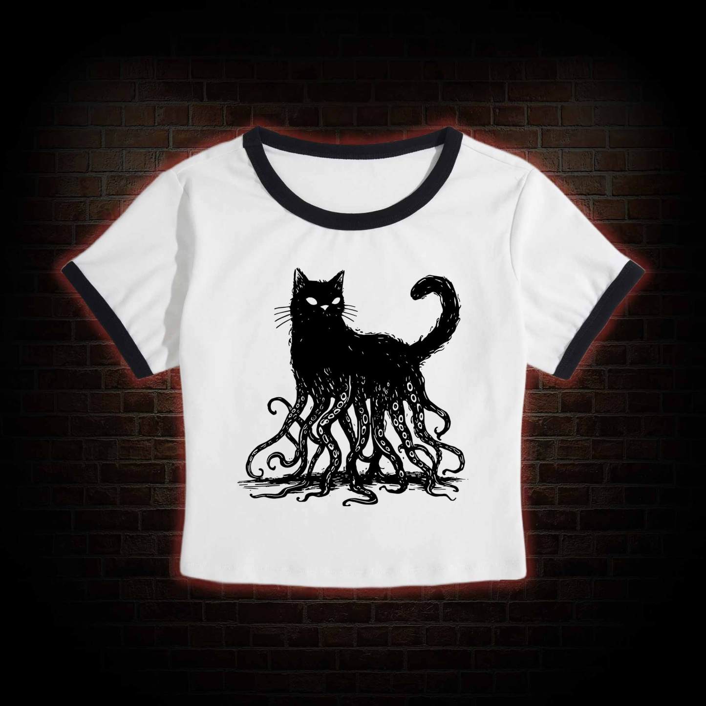 Octopus And Black Cat Baby Tee