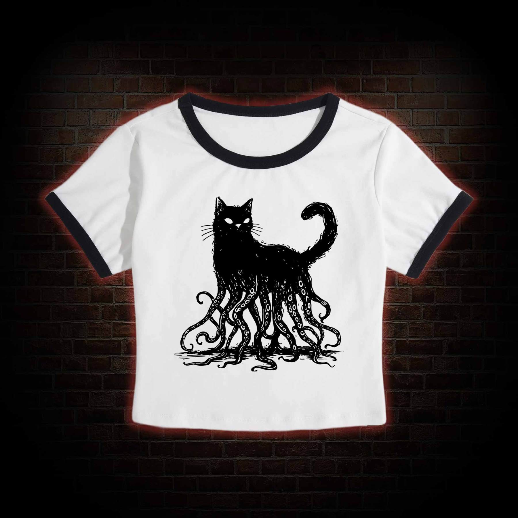 Octopus And Black Cat Baby Tee
