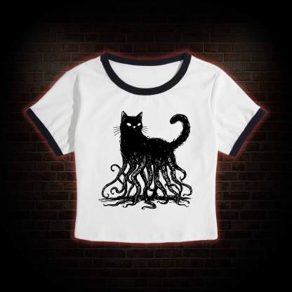 Octopus And Black Cat Baby Tee