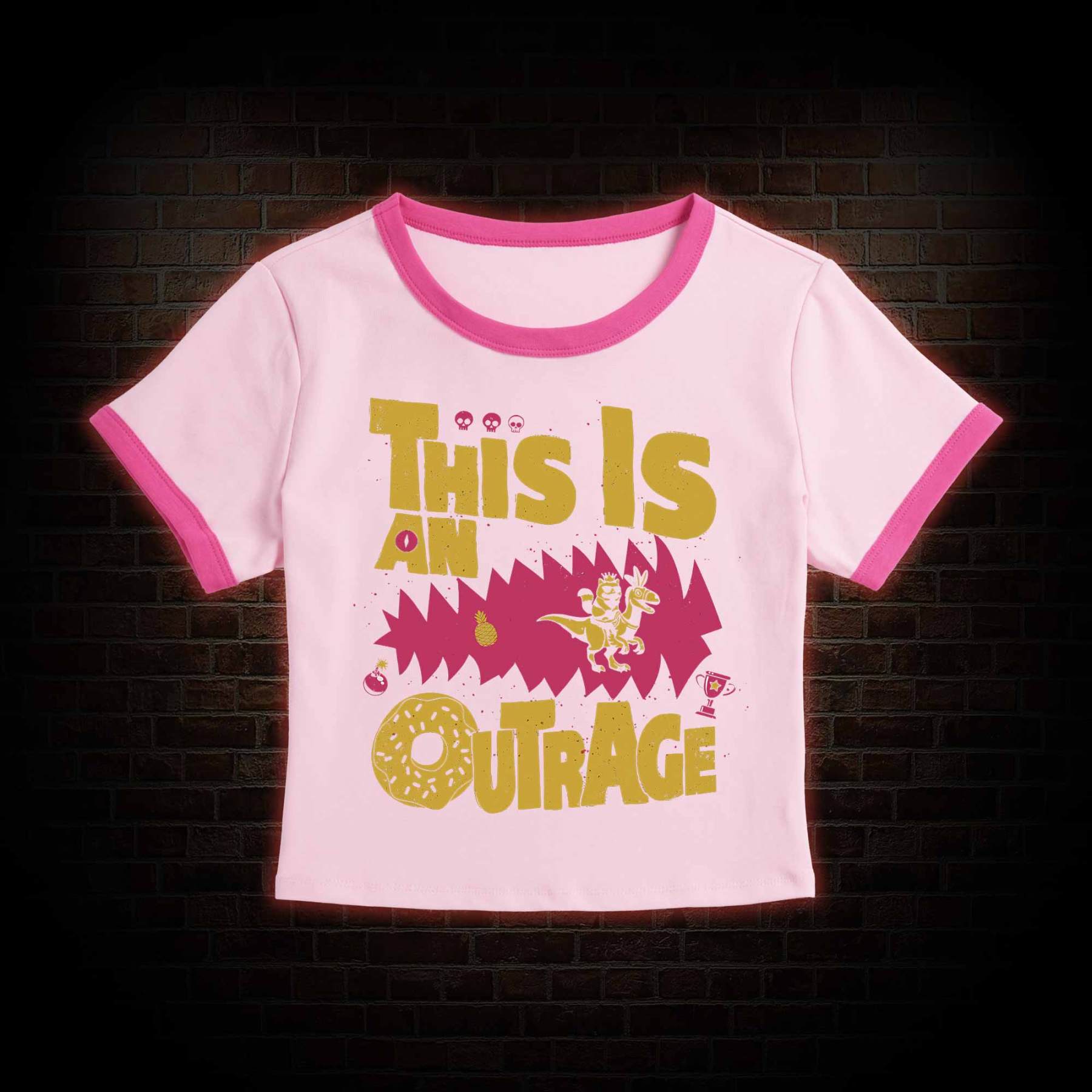 This is an Outrage Baby Tee